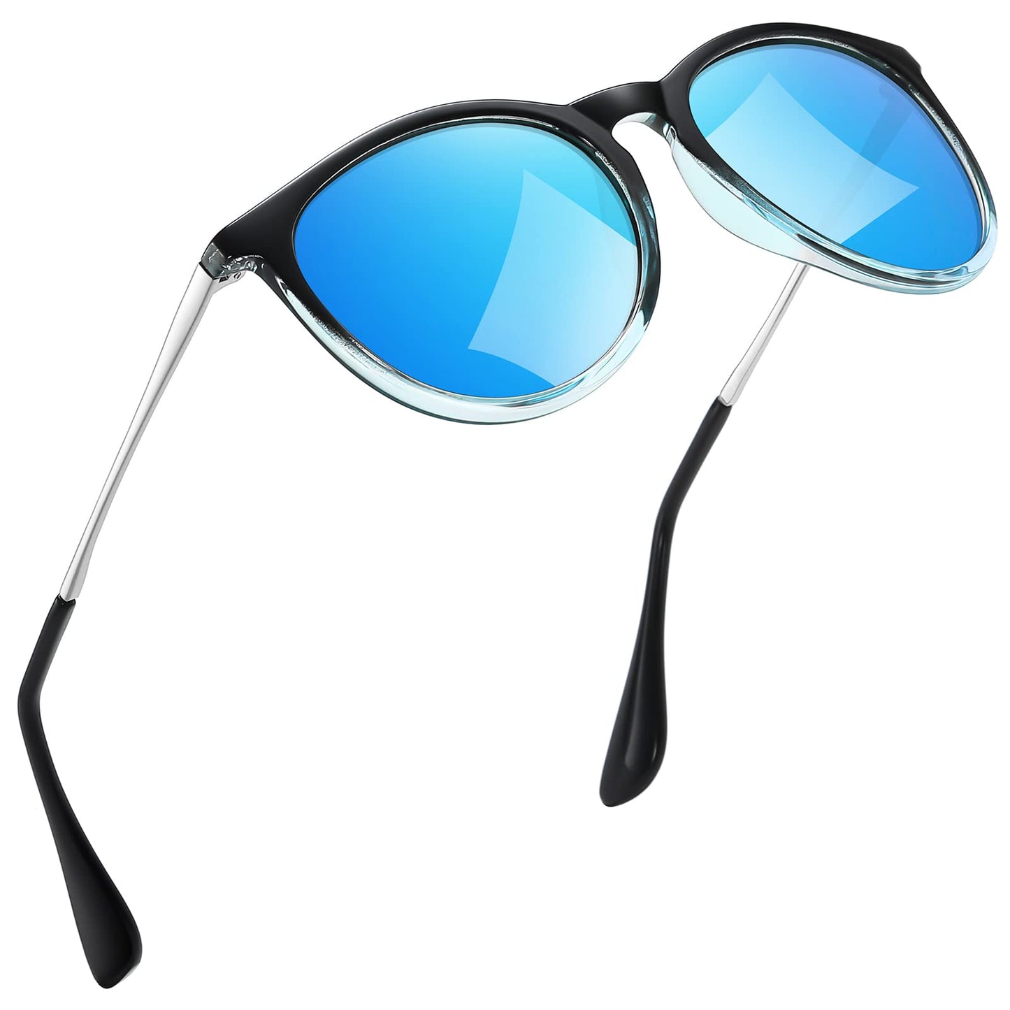 kunchu Sonnenbrille-Damen-Polarisierte-Sonnenbrille-Rund-UV400-im-Retro-Sonnenbrille-für-Damen & Herren Schutz Vintage