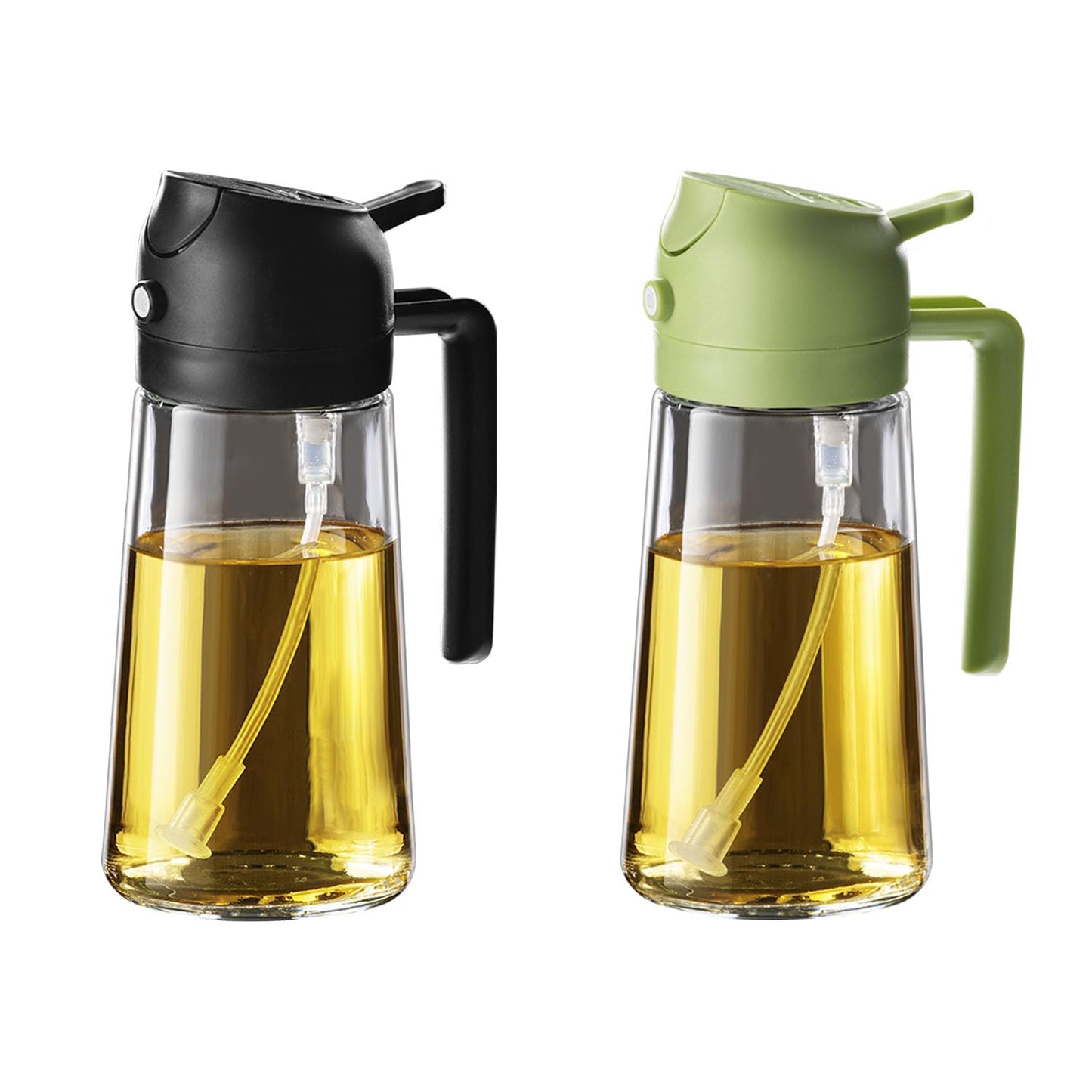 TrendPlain 16 oz Oil Sprayer for Cooking Oil - 470 ml Olive Oil Bottle - 2-in-1 Oil Dispenser and Oil Sprayer - Kitchen Gadgets for Cooking, Salad and Grill Black