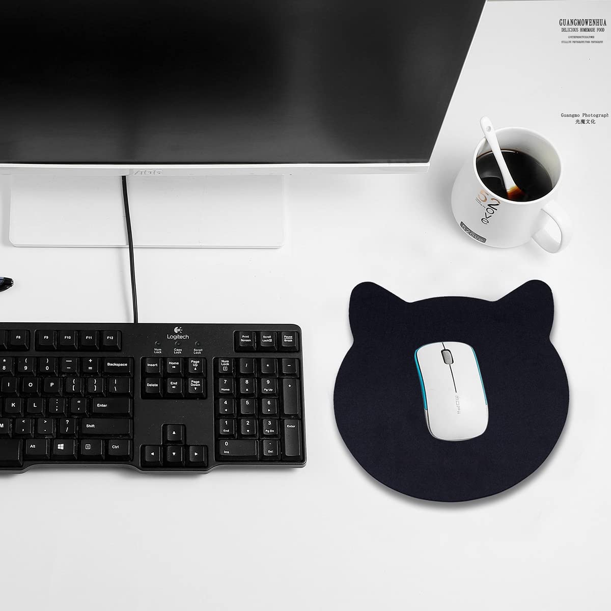 Mauspad Katzenmotiv, Mousepad Schreibtischzubehör Nette Office Gaming Laptop Mausmatte Schwarz