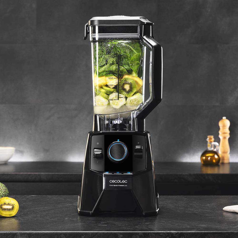 Cecotec Standmixer Power Black Titanium 1800MAX Blend It, 1800 W maximale Leistung, 5 Geschwindigkeiten, 6 Klingen aus Edelstahl, Ice-Crush-Funktion, Turbo- und Smoothie-Funktion, AutoClean-Funktion