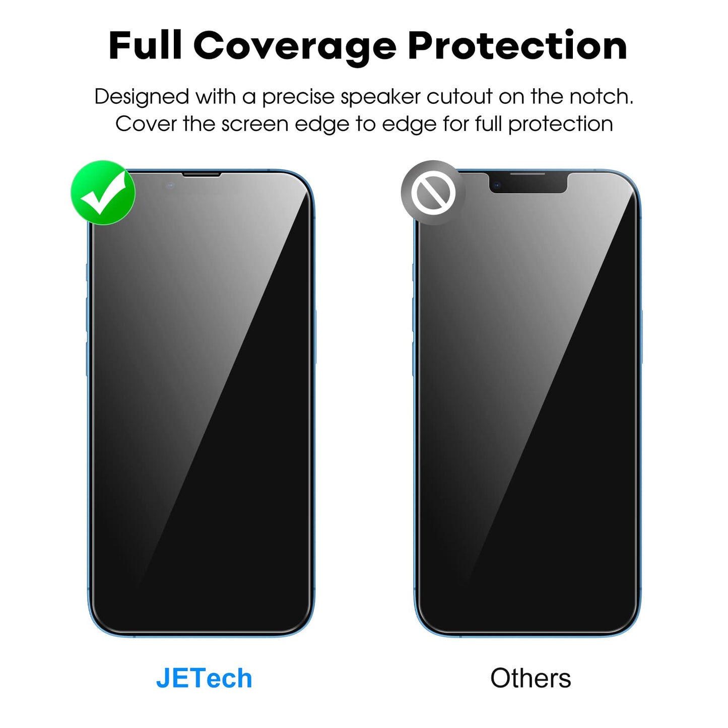 JETech Schutzfolie für iPhone 16e 2025, iPhone 13/13 Pro 6,1 Zoll, Gehärtetes Glas mit Einfaches Installationswerkzeug, Hat Keinen Einfluss auf die Hülle, Panzer HD Klar, 3 Stück
