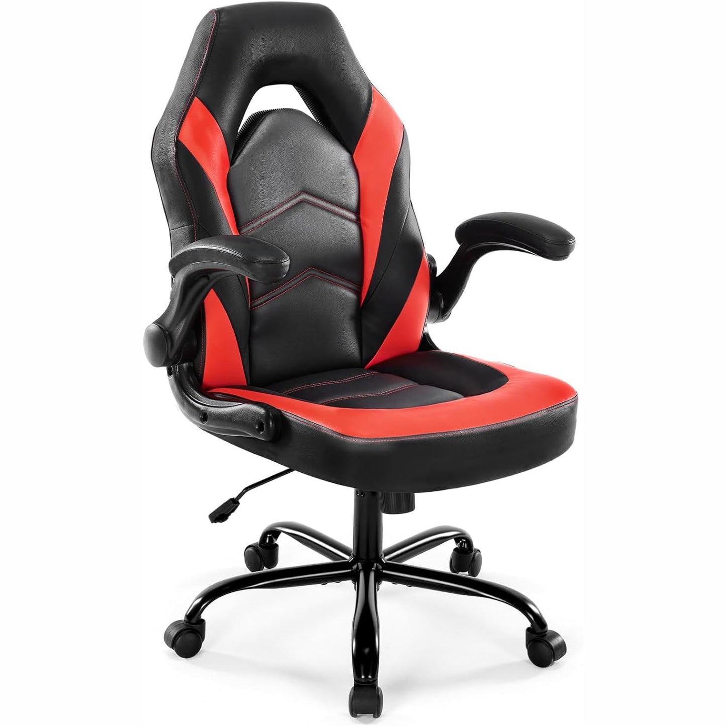 DUMOS Gaming Chair - Ergonomic Gaming Chair, Adjustable Swivel Gaming Chair Made of PU Leather with Folding Armrests, Suitable for Home, Offices etc. (Black-Gray)