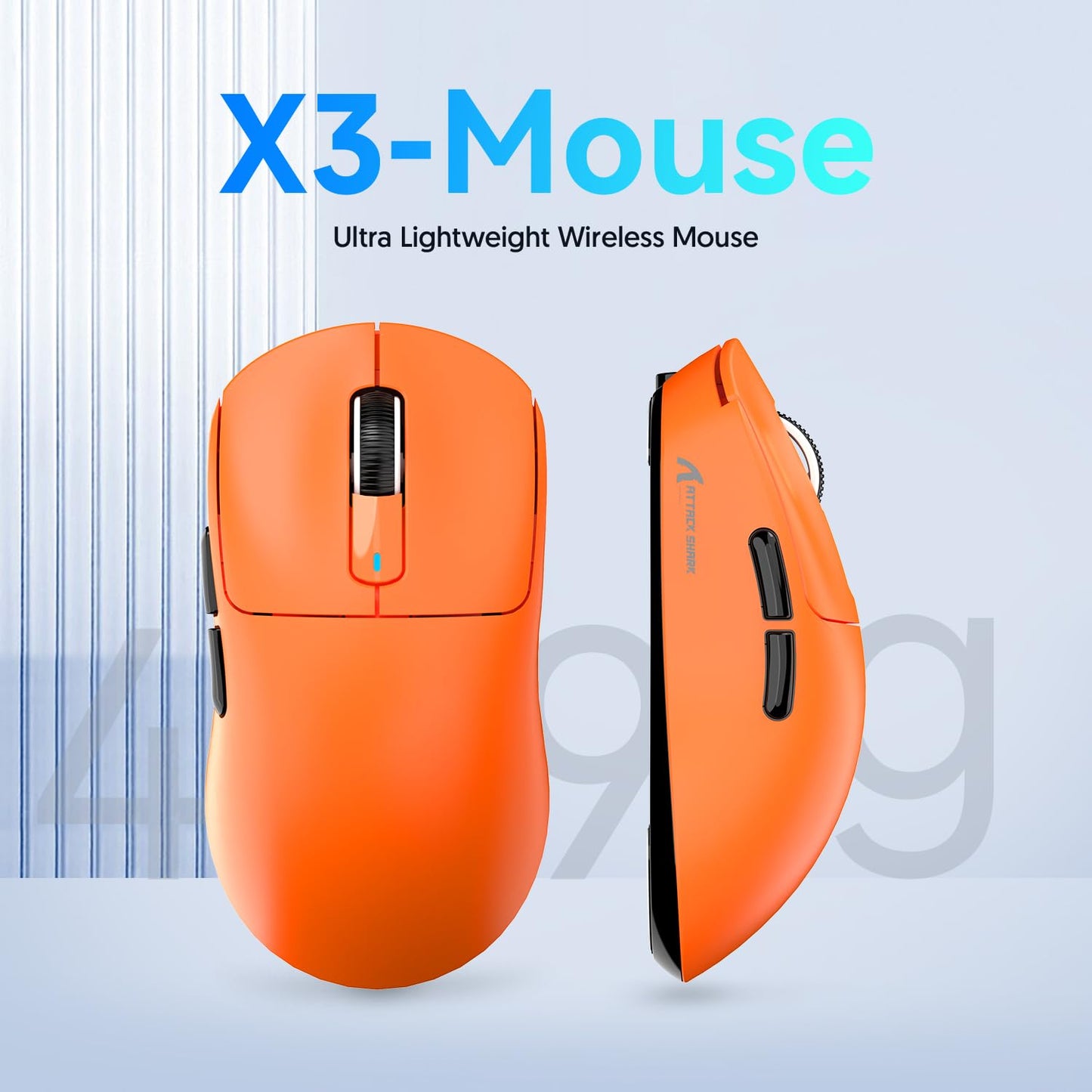 ATTACK SHARK X3 49g Ultralight Mouse, PixArt PAW3395 Gaming Sensor, BT/2.4G Wireless/Wired Gaming Mouse, 26000 DPI, 200 Hours Battery, Office Mice for Win11/Xbox/PS/Mac (White)
