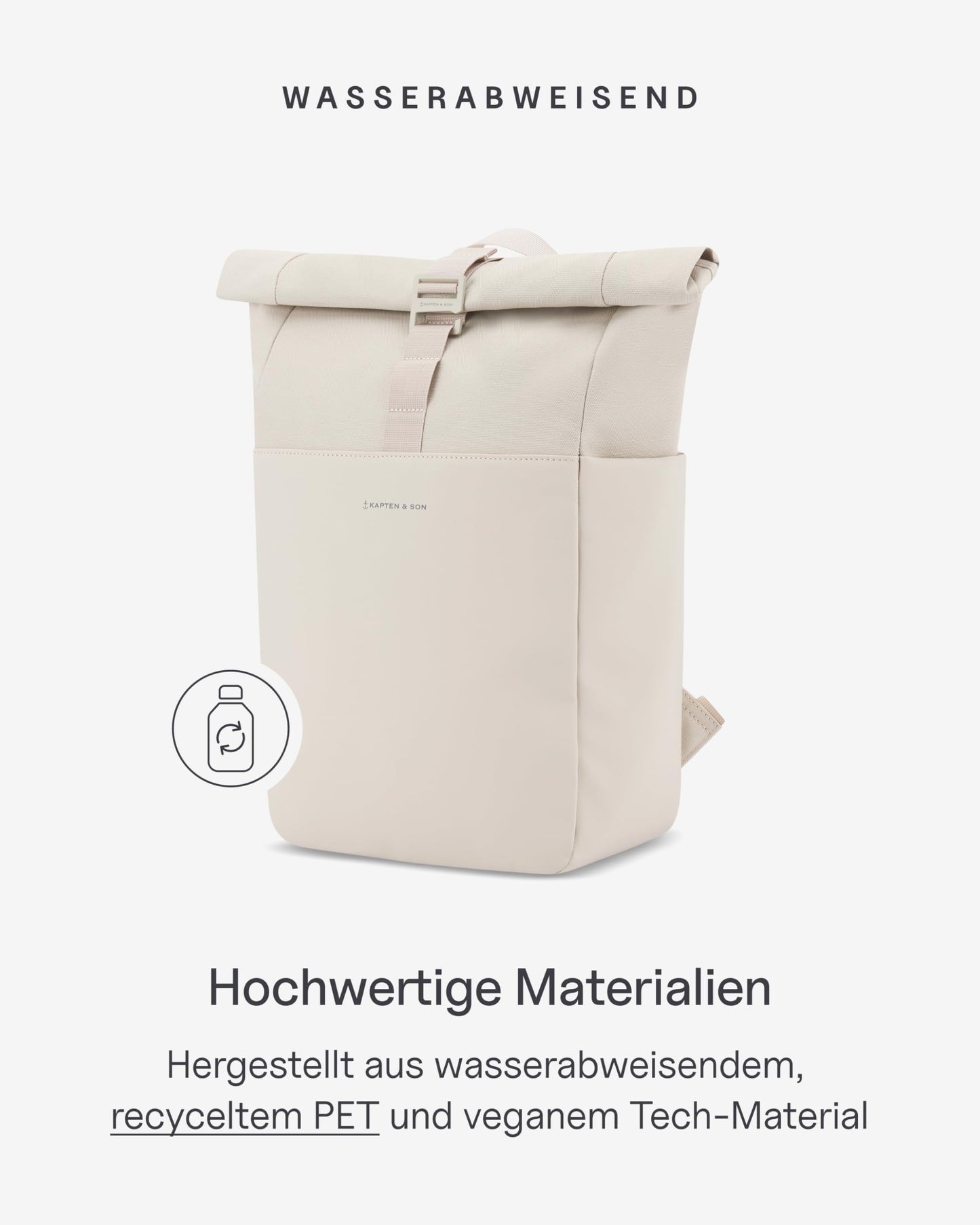 Kapten & Son Lund Basic Backpack 14–16L – Rolltop Travel Backpack