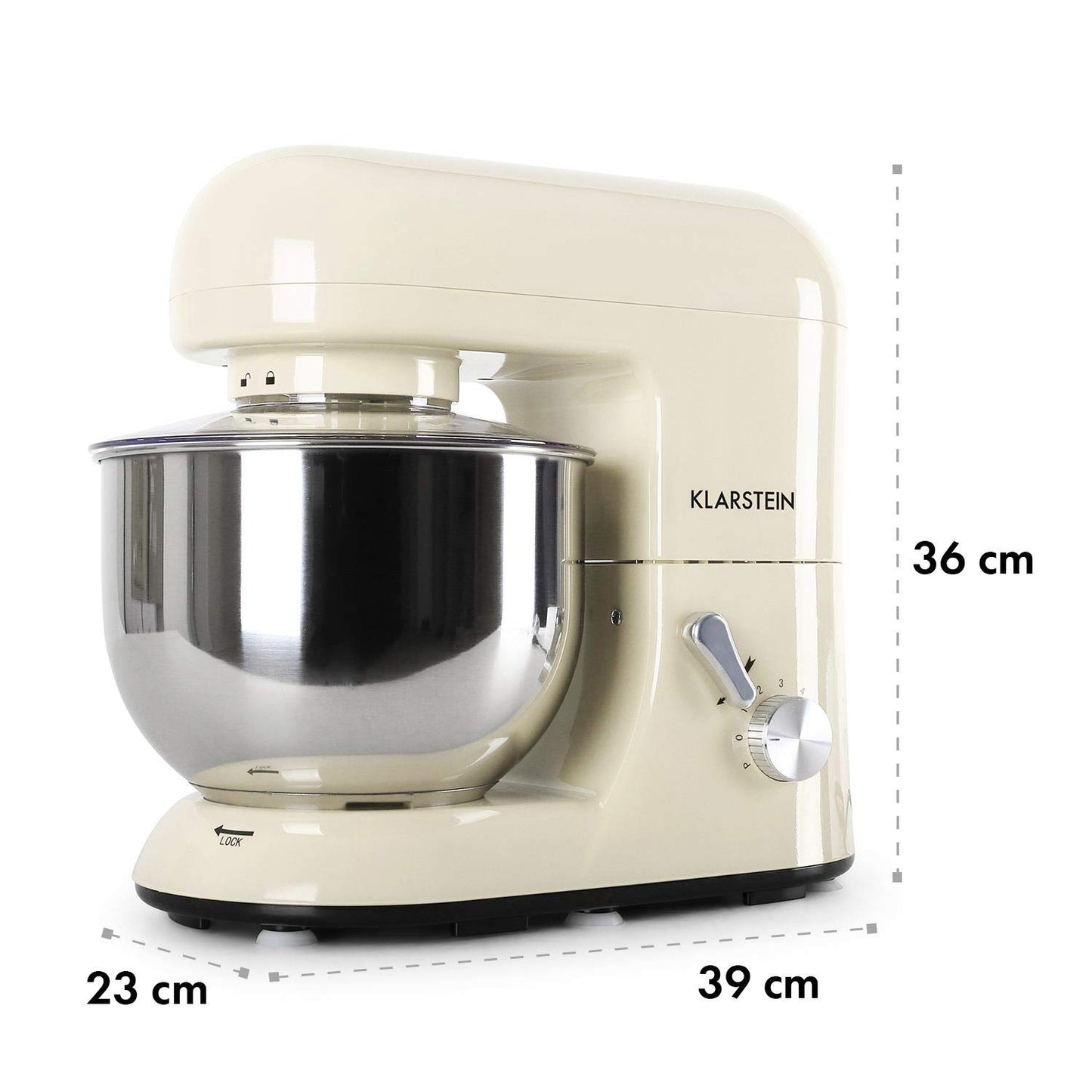 Klarstein Küchenmaschine, Knetmaschine mit 5L Schüssel, 1800W Profi Küchenmaschine mit Knethaken und Schneebesen, Universal Küchenmaschine mit 6 Stufen, Teigmaschine zum Rühren, Kneten und Aufschlagen