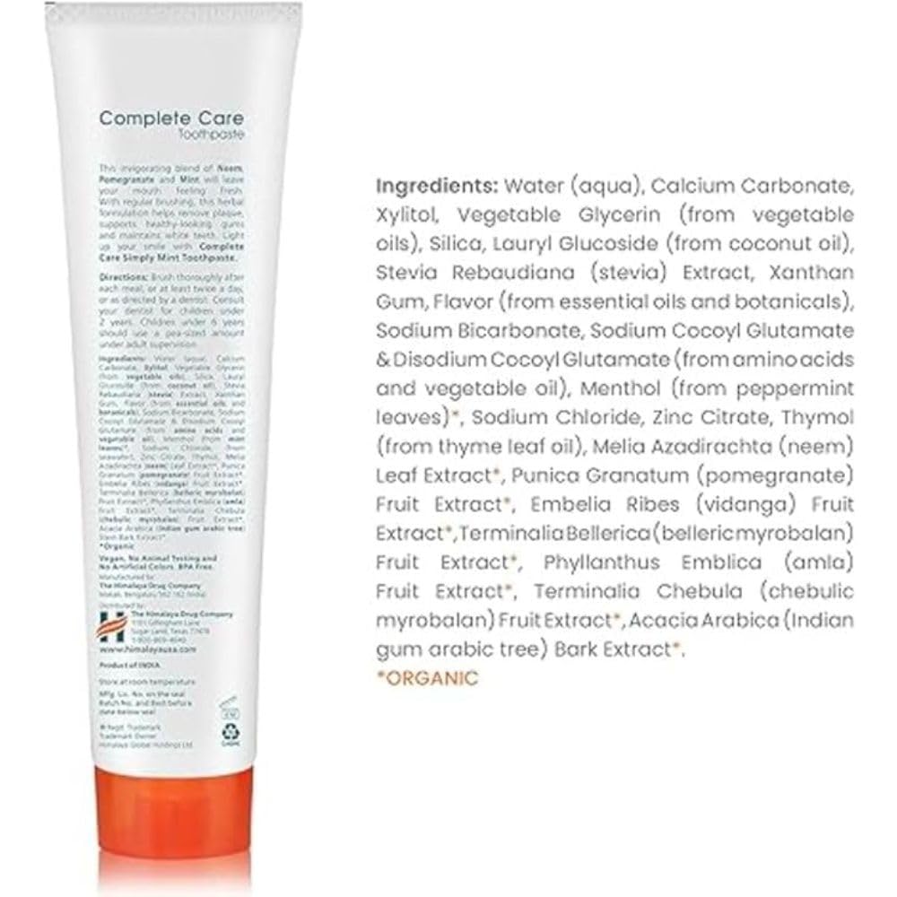 Himalaya Botanique Simply Mint Complete Care Toothpaste Refreshing Mint Flavour | Strong Teeth | Healthy Gums | Fresh Breath - 150g