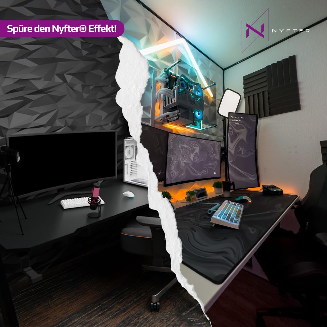 Nyfter - Liquid Gaming Mousepad 1200x600x3mm 3XL mauspad Gaming Premium Mauspad XXXL Wasserabweisend für Pro-Gamer