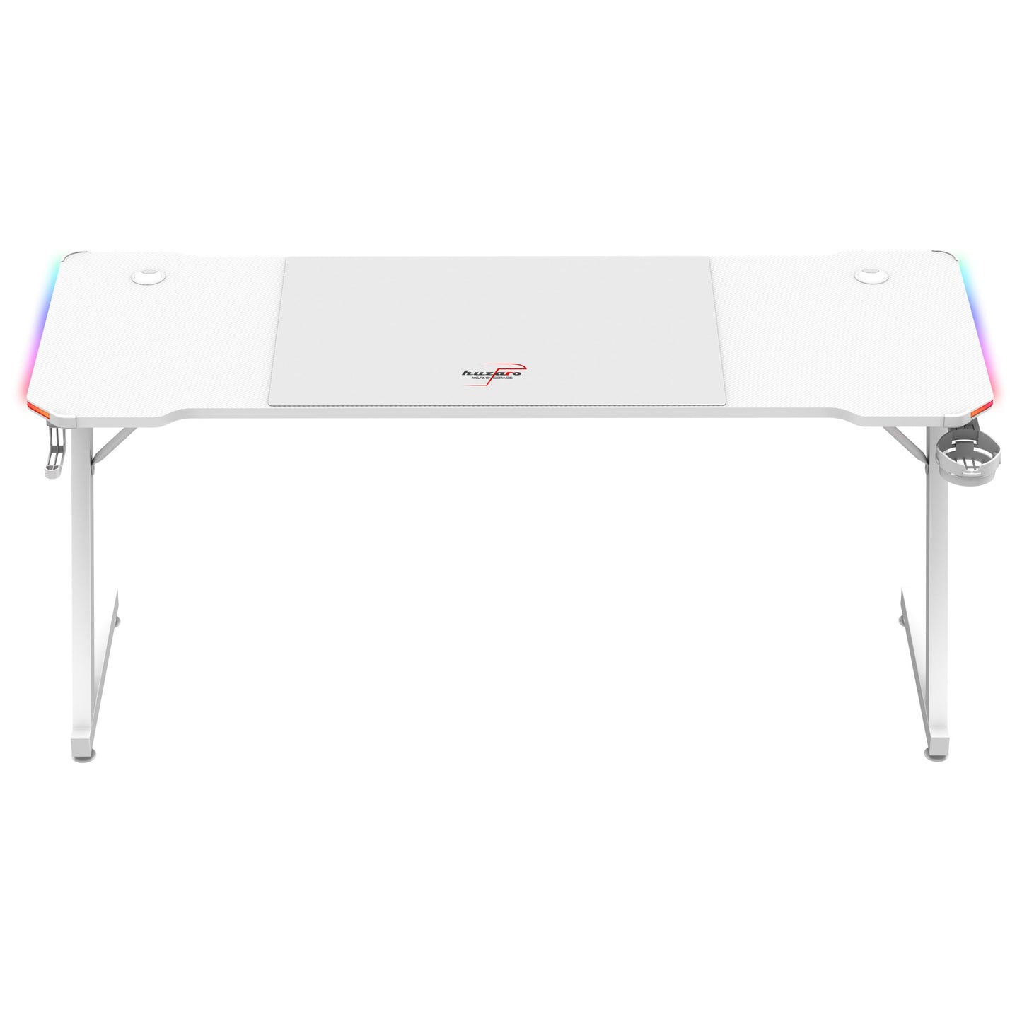 huzaro Hero 4.8 RGB | LED Gaming PC Tisch XXL Schreibtisch | Inklusive Mauspad | Kopfhörerhaken Getränkehalter | Kabelorganisator | Carbon Tischplatte | Stabiler Computertisch | 160x60cm | Schwarz