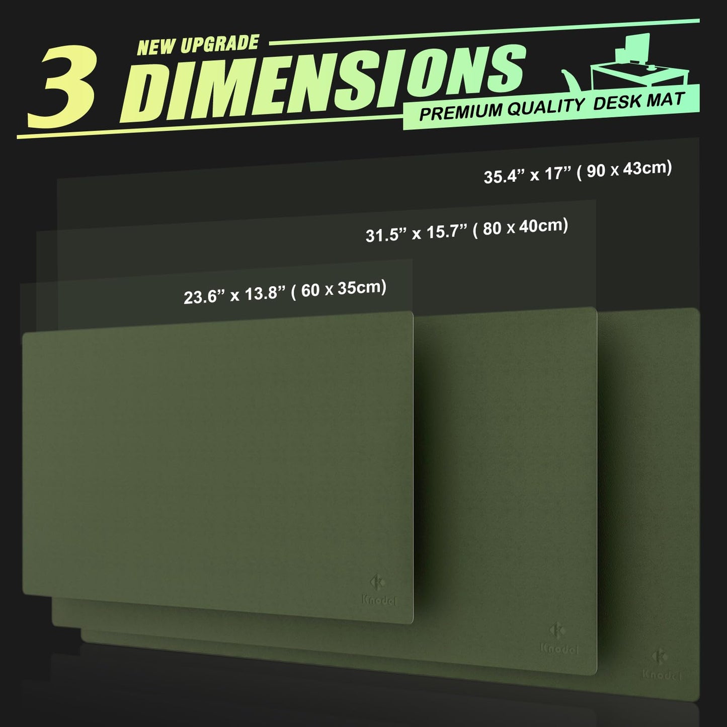 K KNODEL Tischunterlage, Schreibtischunterlage, 80 x 40cm PVC Tischunterlage, Laptop Tischunterlage, wasserdichte Schreibunterlage für Büro- oder Heimbereich, doppelseitig (Schwarz/Schwarz)