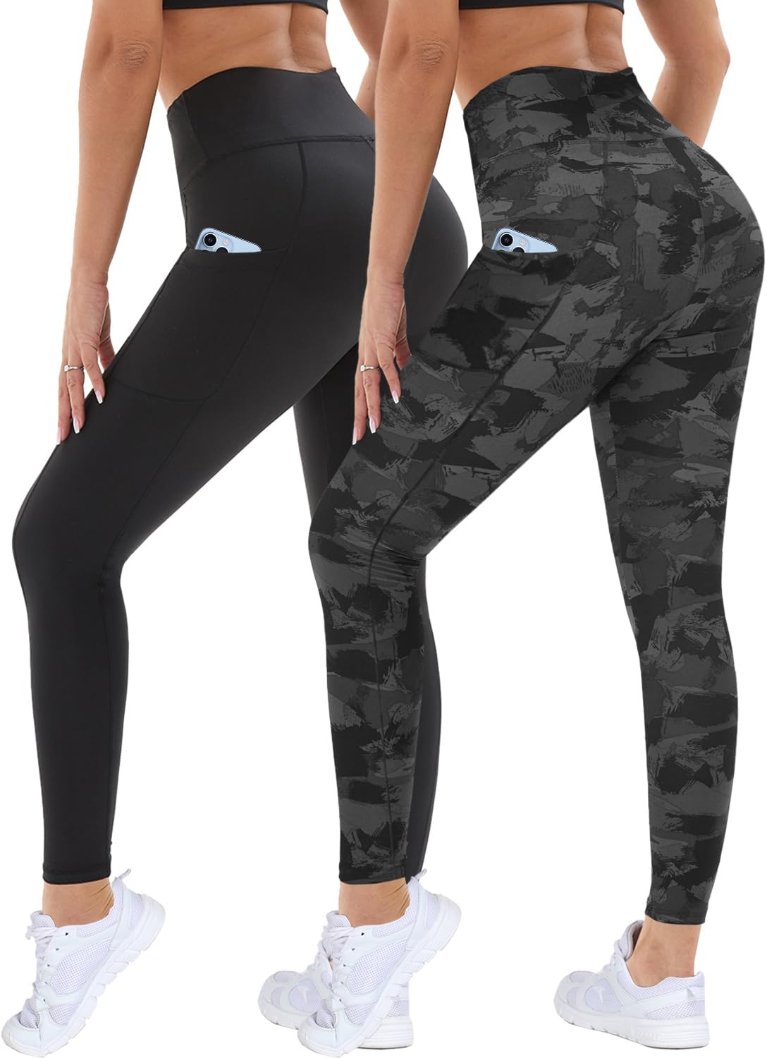 2-Pack Women’s High Waist Sport Leggings – With Pockets, Squat-Proof