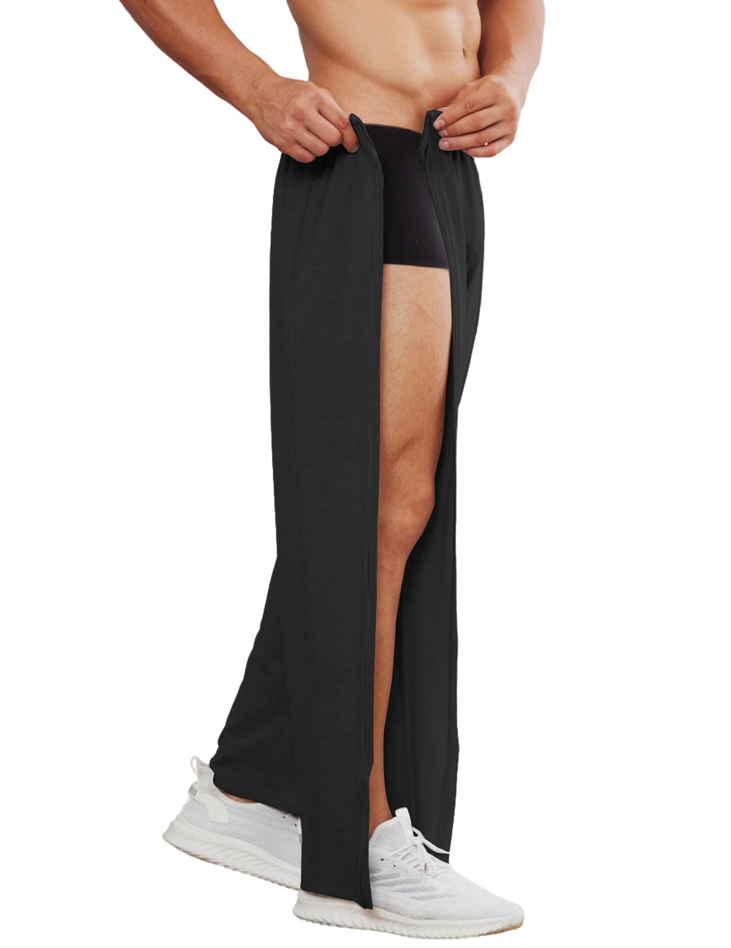 PINSPARK Men's Rehab Joggers with Full-Length Zipper