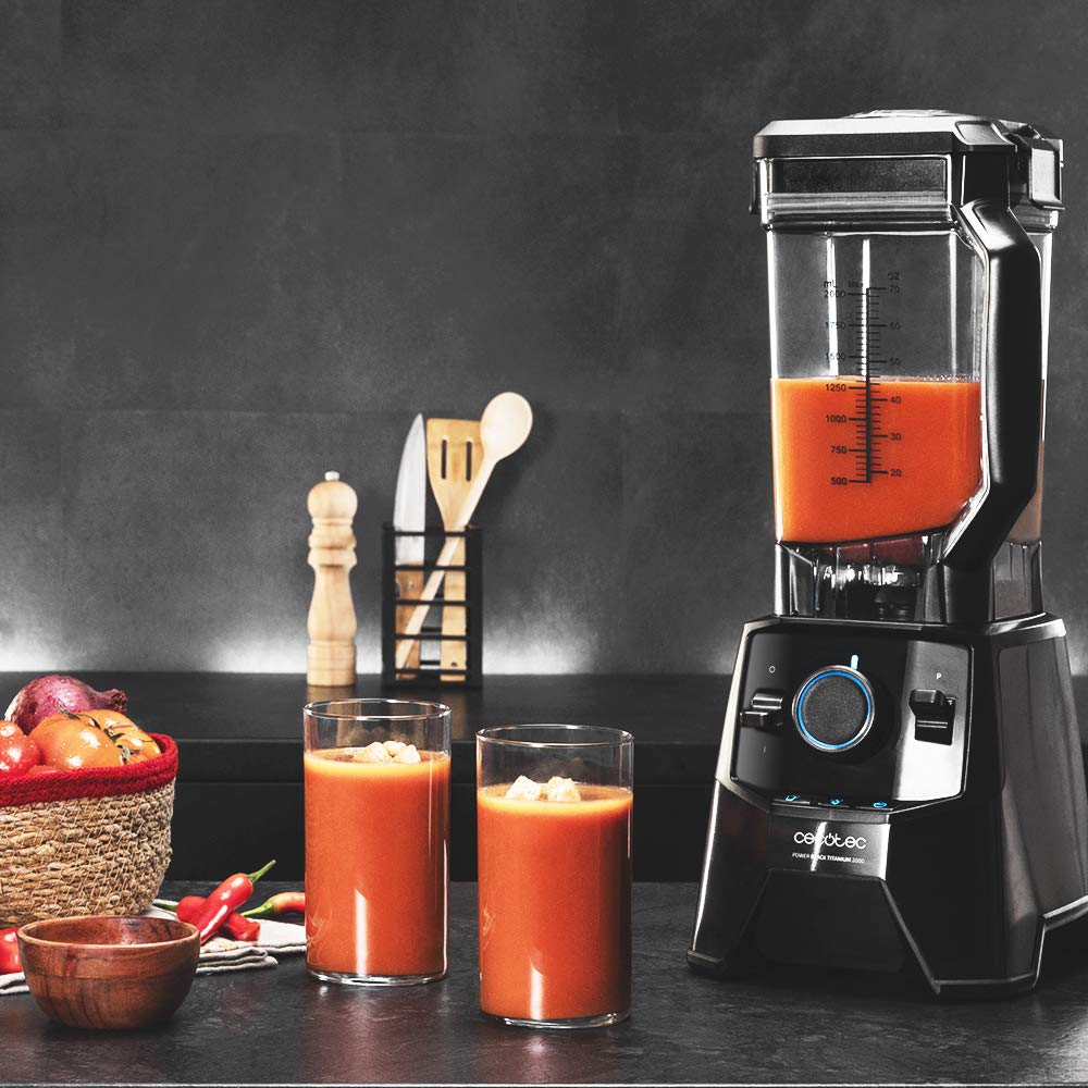 Cecotec Standmixer Power Black Titanium 1800MAX Blend It, 1800 W maximale Leistung, 5 Geschwindigkeiten, 6 Klingen aus Edelstahl, Ice-Crush-Funktion, Turbo- und Smoothie-Funktion, AutoClean-Funktion
