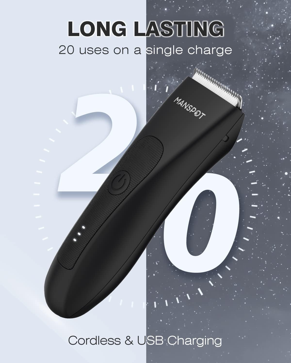 Intimrasierer Mann, Manscaped Rasierer Herren Intimbereich, Intim rasierer männer, Body Groomer Men, körperhaartrimmer, Wasserdichter Nass/Trocken Shaver, 20-fache Nutzung nach dem Aufladen