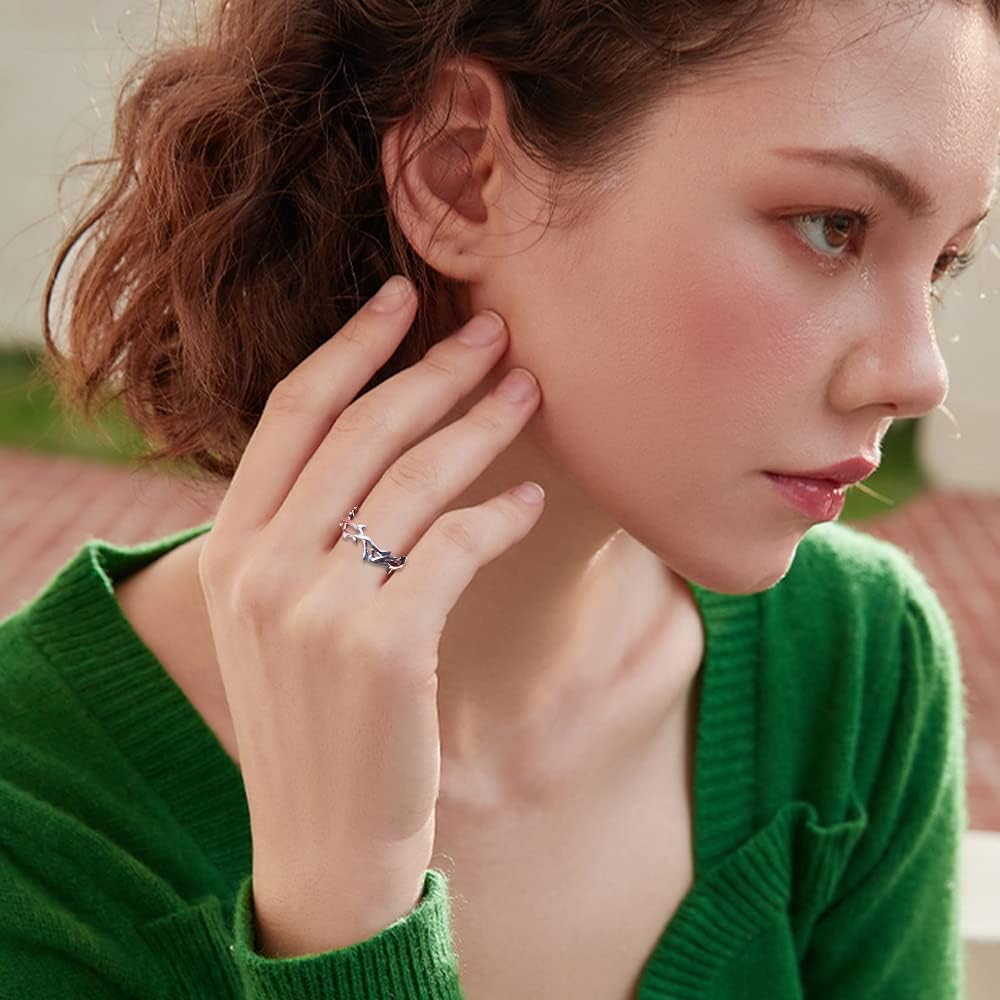 Silver Thorn Branch Ring for Men & Women