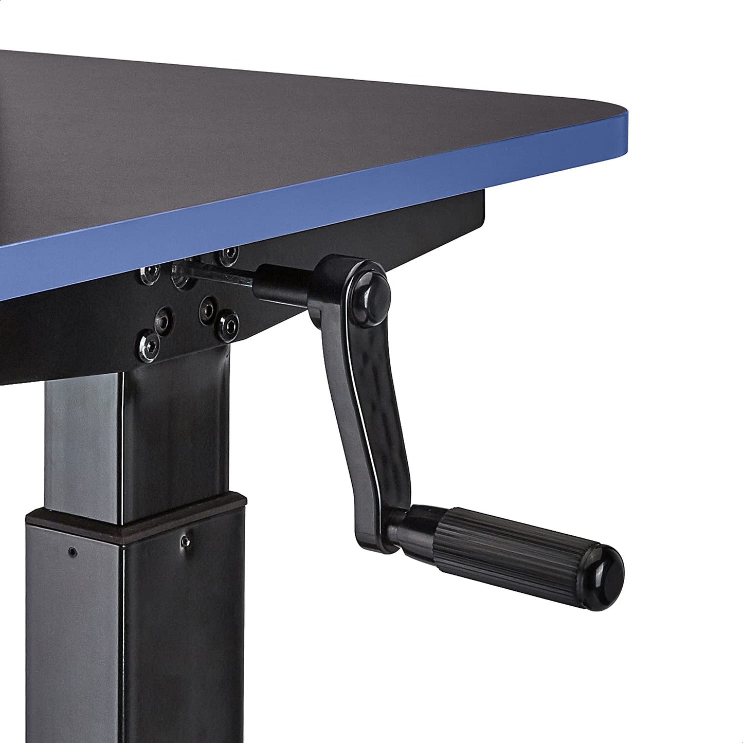 Amazon Basics Rechteckig Höhenverstellbarer Gaming Computertisch Schreibtisch mit erhöhter Monitorablage, 140 x 63.5 x 109-126 cm, Blau