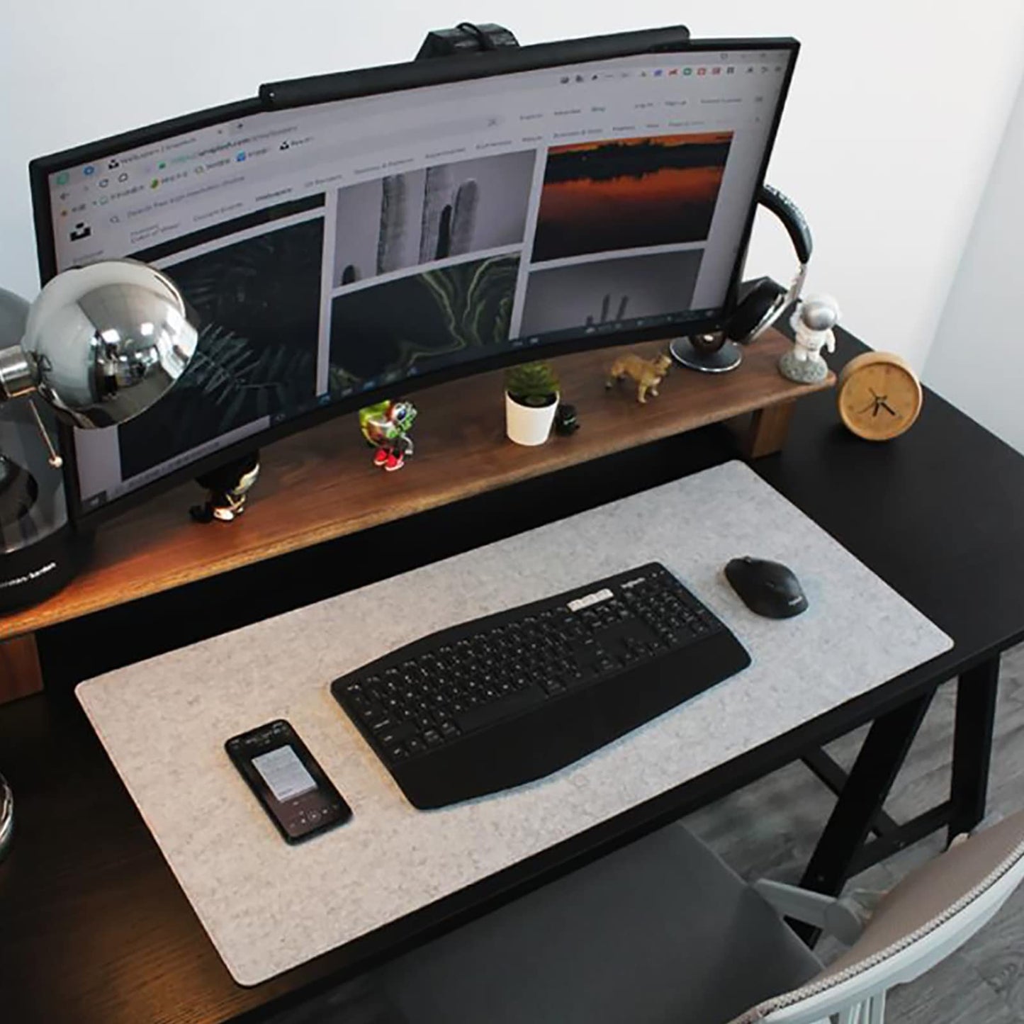 DAWNTREES Schreibtischunterlage Filz,Filz Mauspad Groß,Rutschfeste Desk Mat,Schreibtischmatte für Büro und Zuhause,Office Desktopschutz (dunkelgrau)