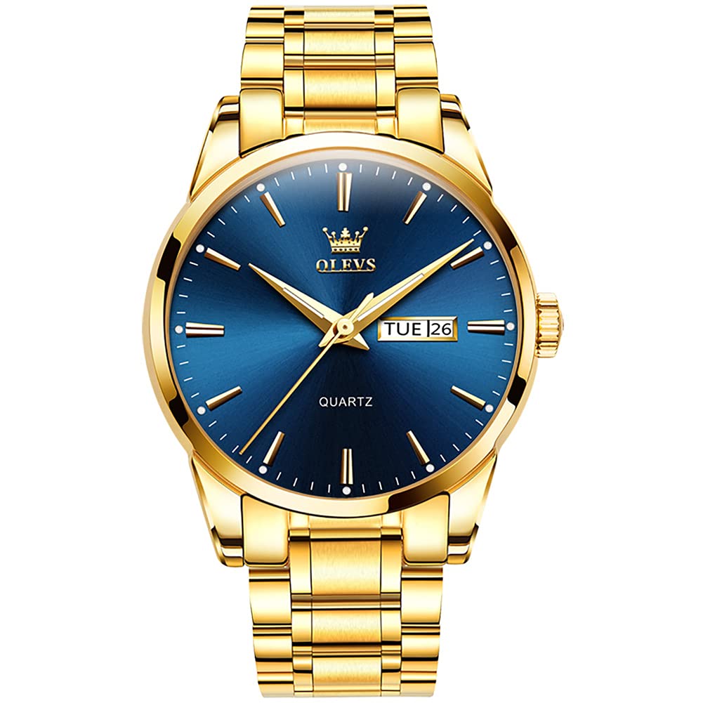 OLEVS Uhren Herren, Analoge Quarz Leucht Armbanduhr, wasserdichte Datum Edelstahl Herrenuhr, Klassische Mode Business Freizeituhren, Elegantes Geschenk für Männer