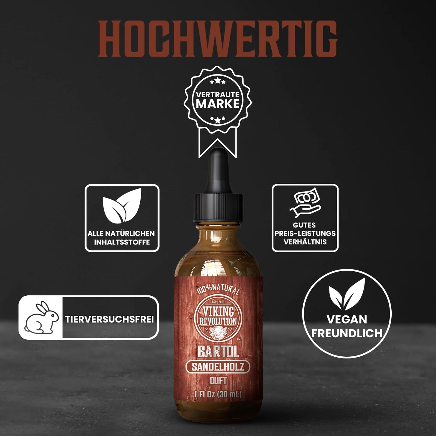 Viking Revolution - Bartöl - Macht Weich, Schützt und Stärkt - Natürliches Argan- und Jojobaöl - Bartöl Herren - Geschenke Für Männer - Sandelholz - 30 ml