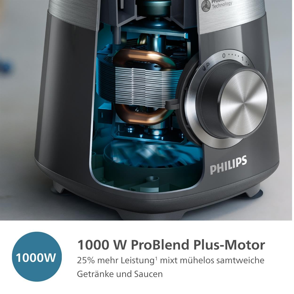 Philips Standmixer (450 Watt, ProBlend-Technologie, 1,9 Liter Kunststoffbehälter, inkl. Trinkflasche) schwarz