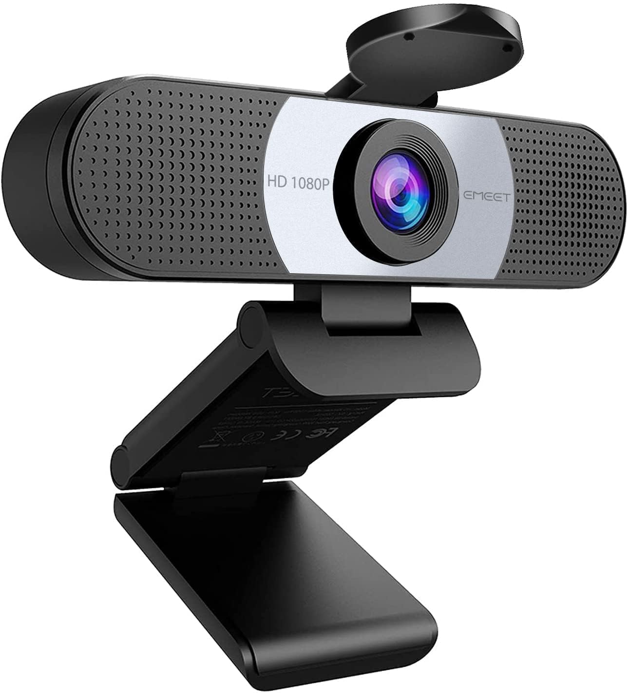 EMEET Full HD Webcam - C960 1080P Webcam mit Objektivabdeckung & Dual Mikrofon, 90 ° Streaming Kamera mit Automatische Lichtkorrektur, Plug & Play, für Linux, Win10, Mac OS