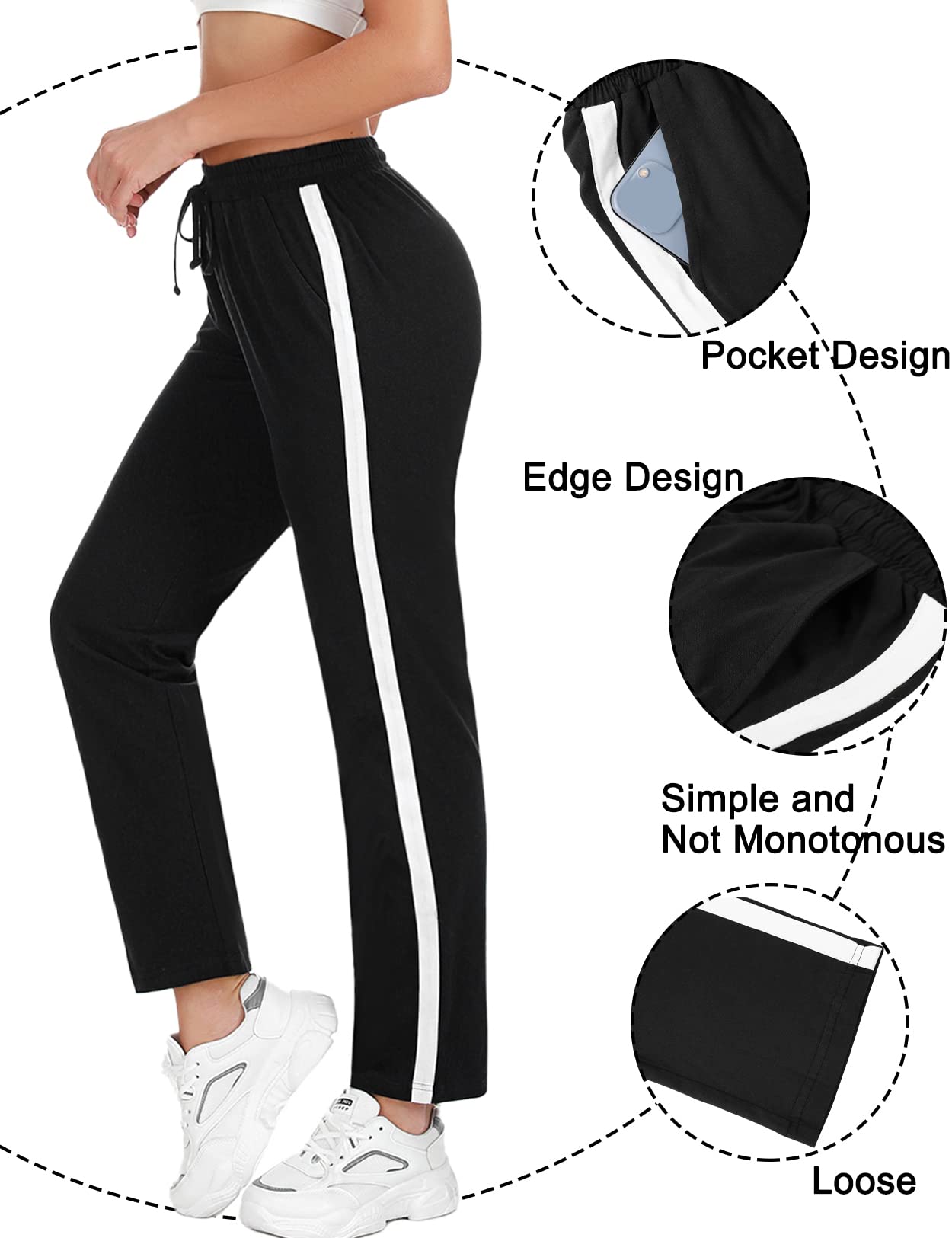 Irdcomps Women’s Jogging Pants – Cotton Wide Leg Sweatpants