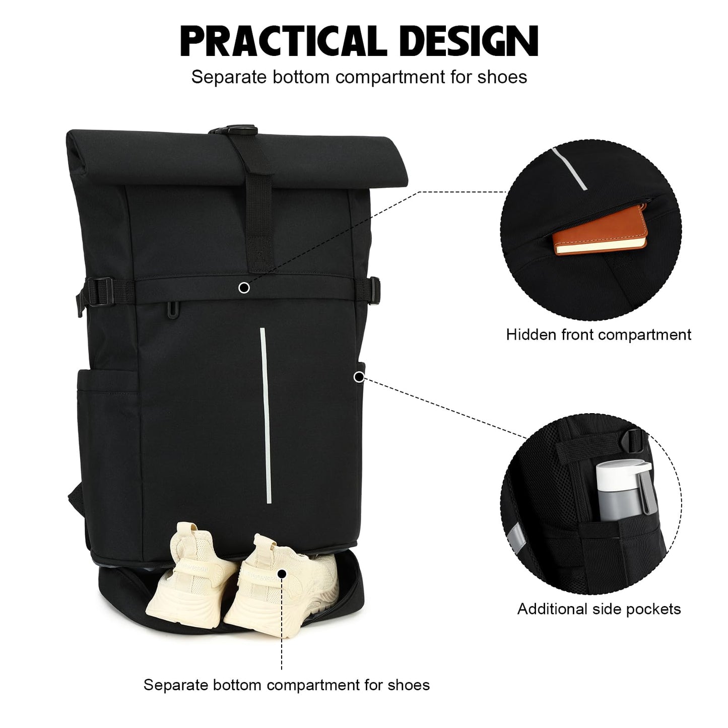 Myhozee Rolltop Backpack for Men and Women