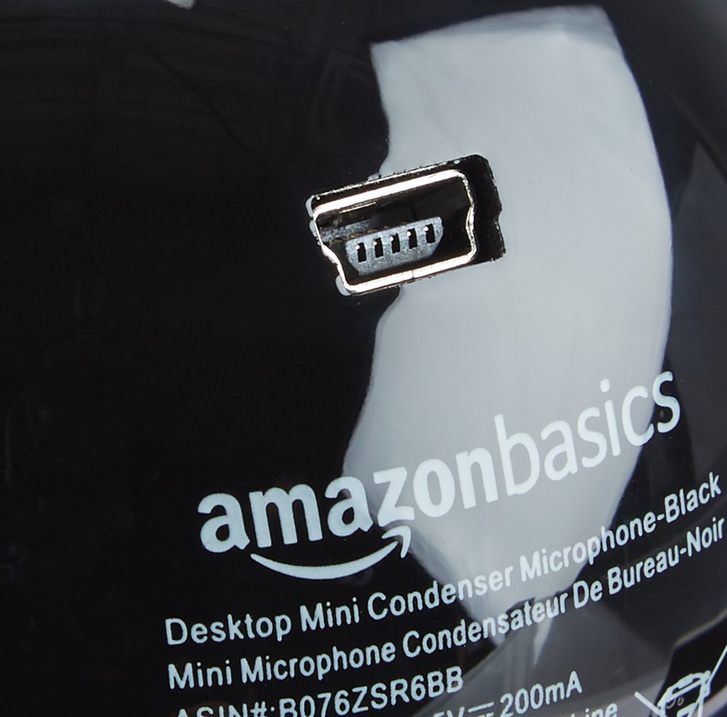 Amazon Basics - Mini-USB Kondensatormikrofon, Tischmikrofon, Schwarz