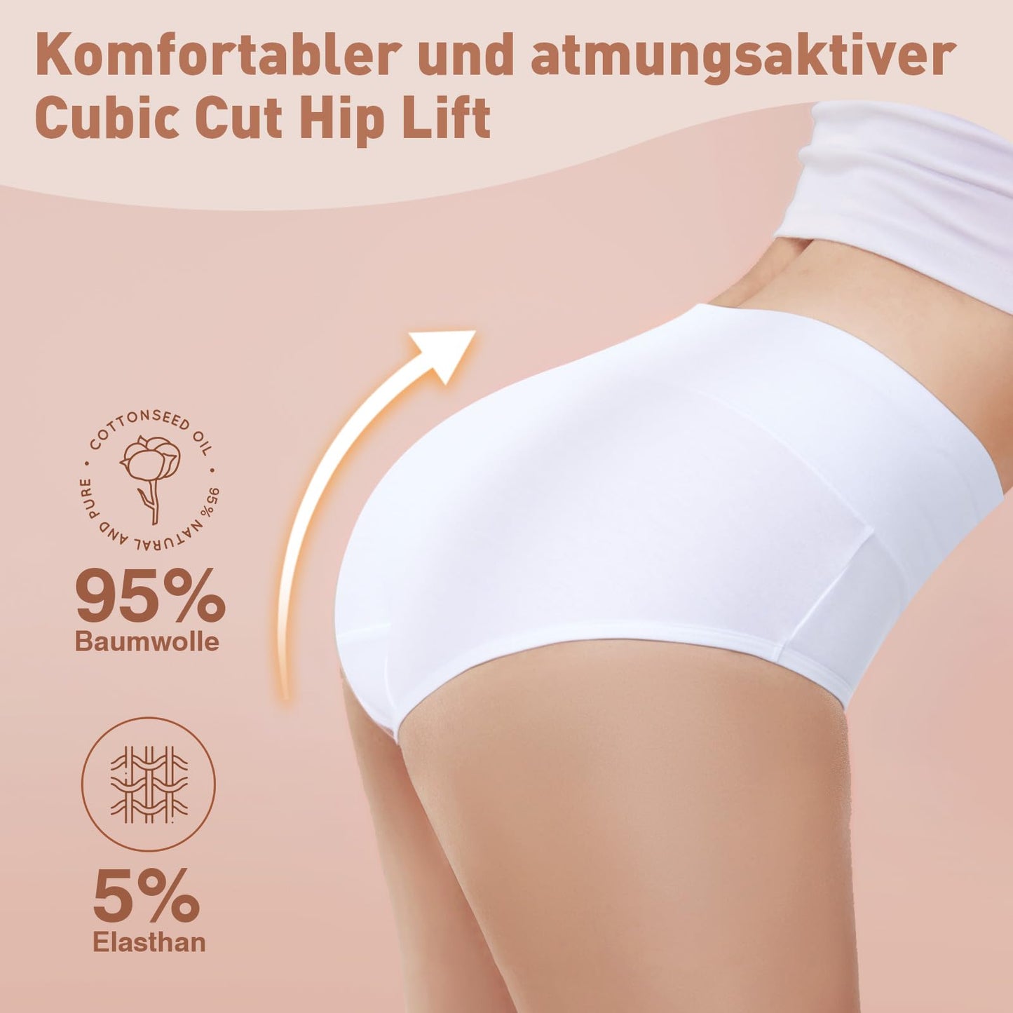 Women's High Waist Cotton Briefs Underwear 6-Pack