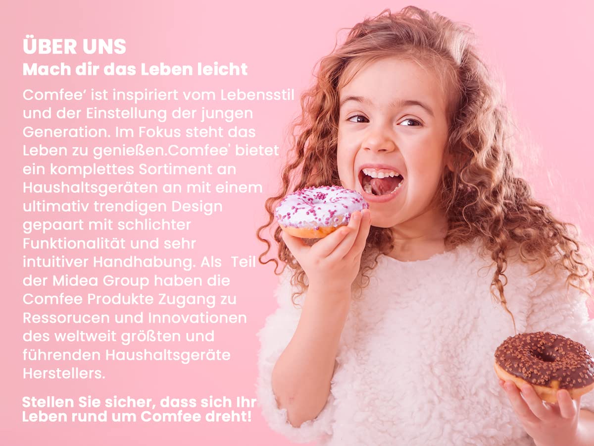 Comfee CMSN 20 wh Mikrowelle / Solo-Mikrowelle mit 5 Leistungsstufen/ Innenbeleuchtung/ easy Defrost/360°Drehteller / Zwei Drehregler/20L/700W/ Weiß, Mechanisch