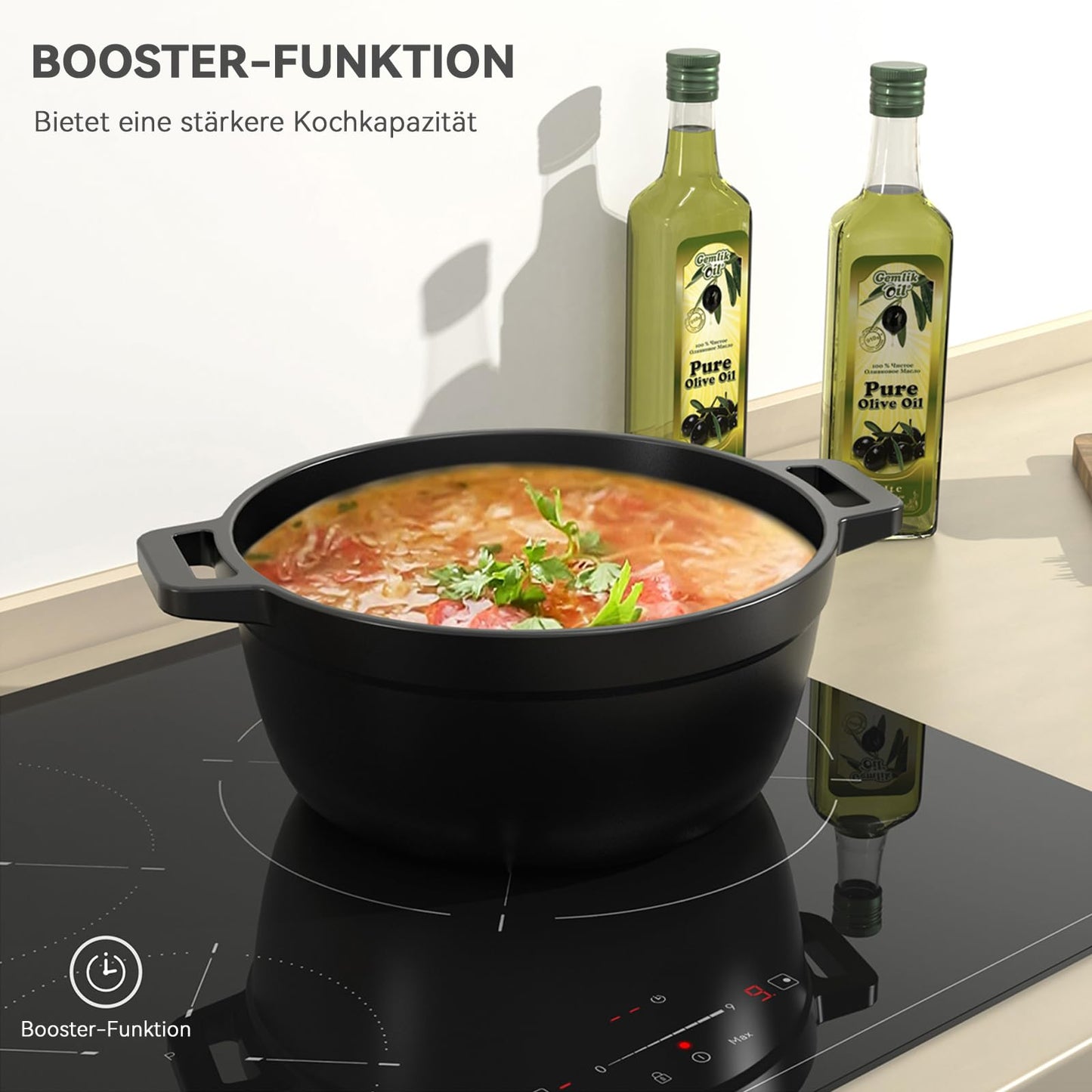 Hermitlux ceramic hob,Built-in 29 cm black glass ceramic electric hob,9 power levels,Sensor touch control, child lock, 1-99 minute timer,Suitable for all pots and pans