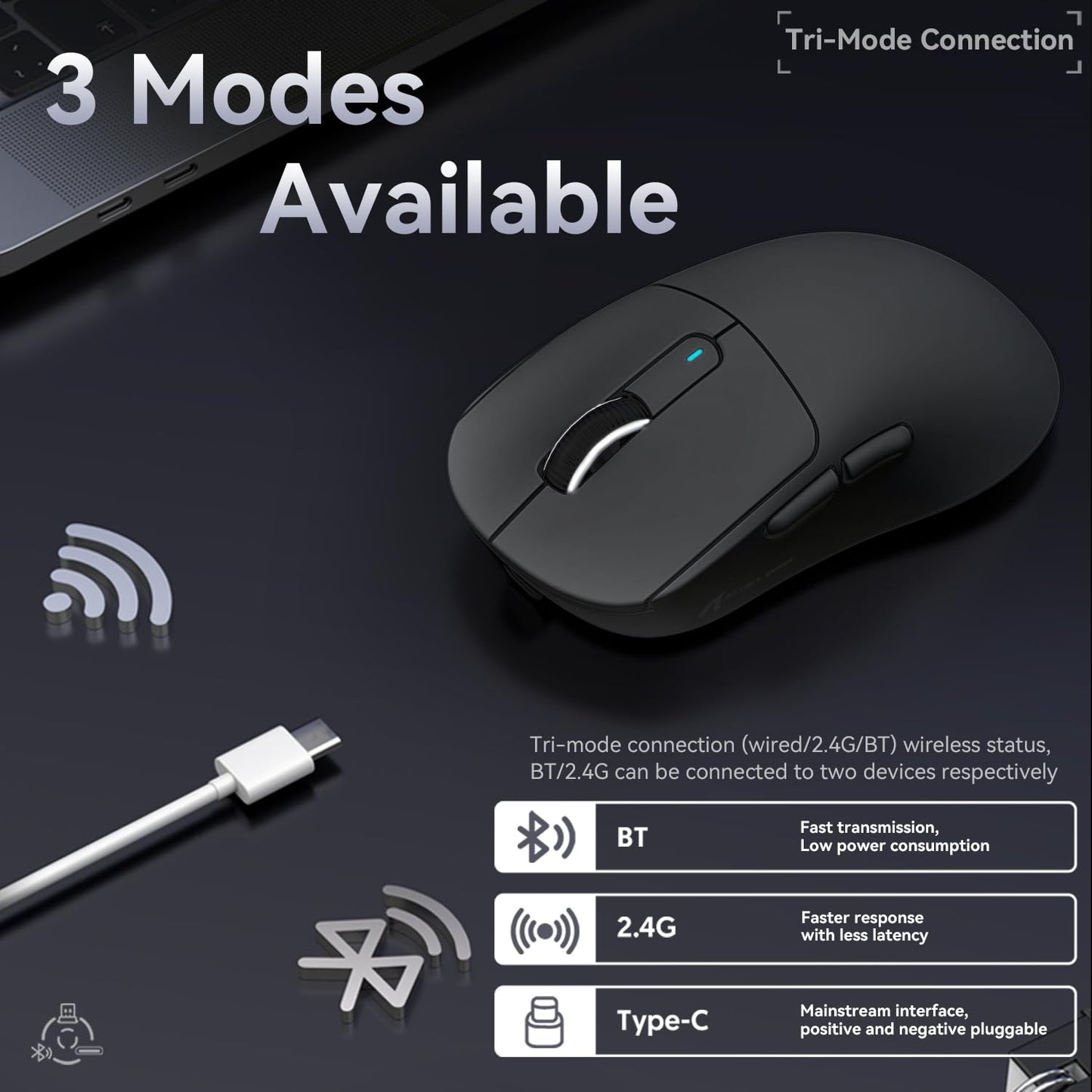 ATTACK SHARK X3 49g Ultralight Mouse, PixArt PAW3395 Gaming Sensor, BT/2.4G Wireless/Wired Gaming Mouse, 26000 DPI, 200 Hours Battery, Office Mice for Win11/Xbox/PS/Mac (White)