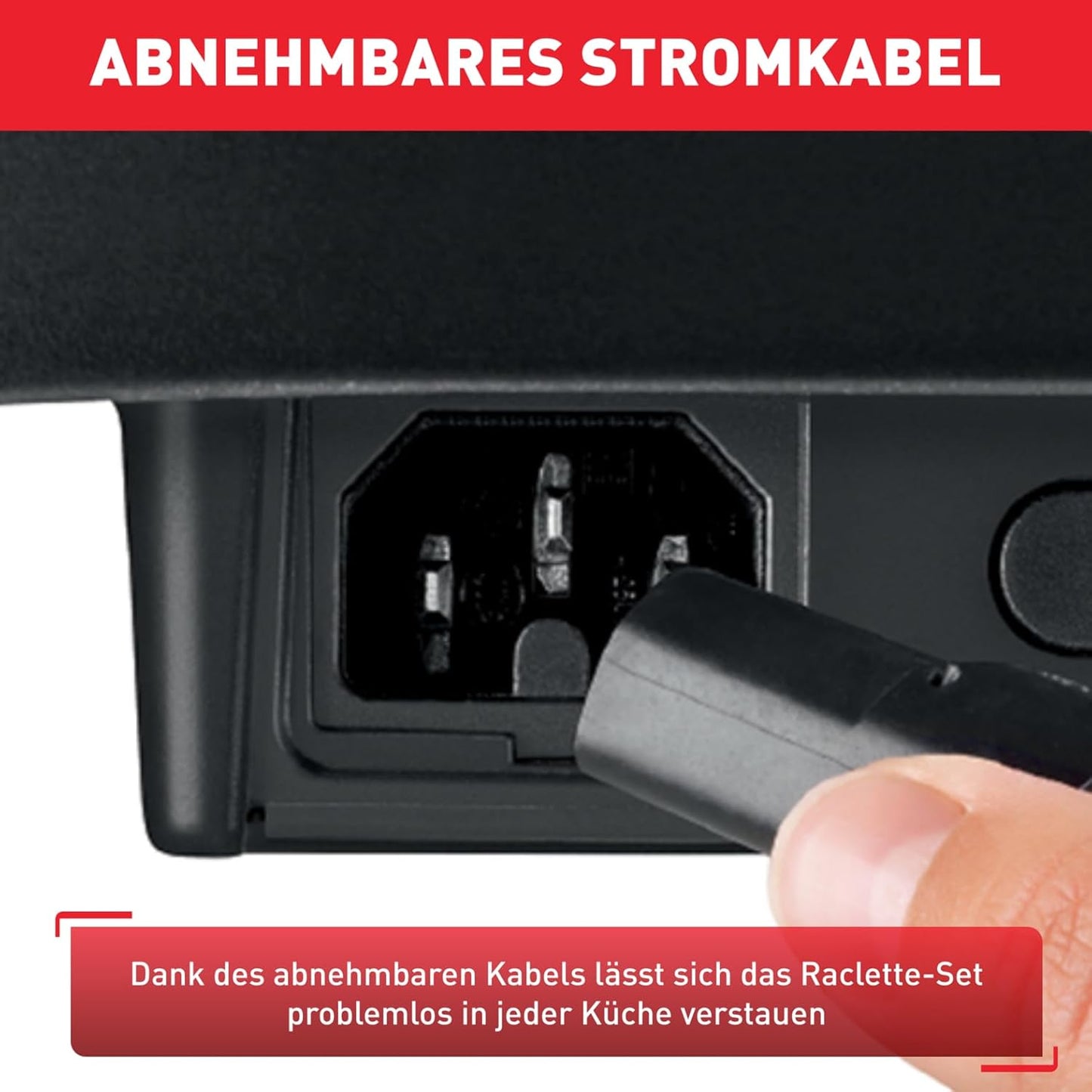 Tefal Raclette Grill Ambiance, Raclette 10 Personen, inkl. Tischgrill-Funktion, Grillplatte antihaftbeschichtet + spülmaschinengeeignet, abnehmbares 2 Meter-Kabel, schwarz, Edelstahl, 1350W, RE4588