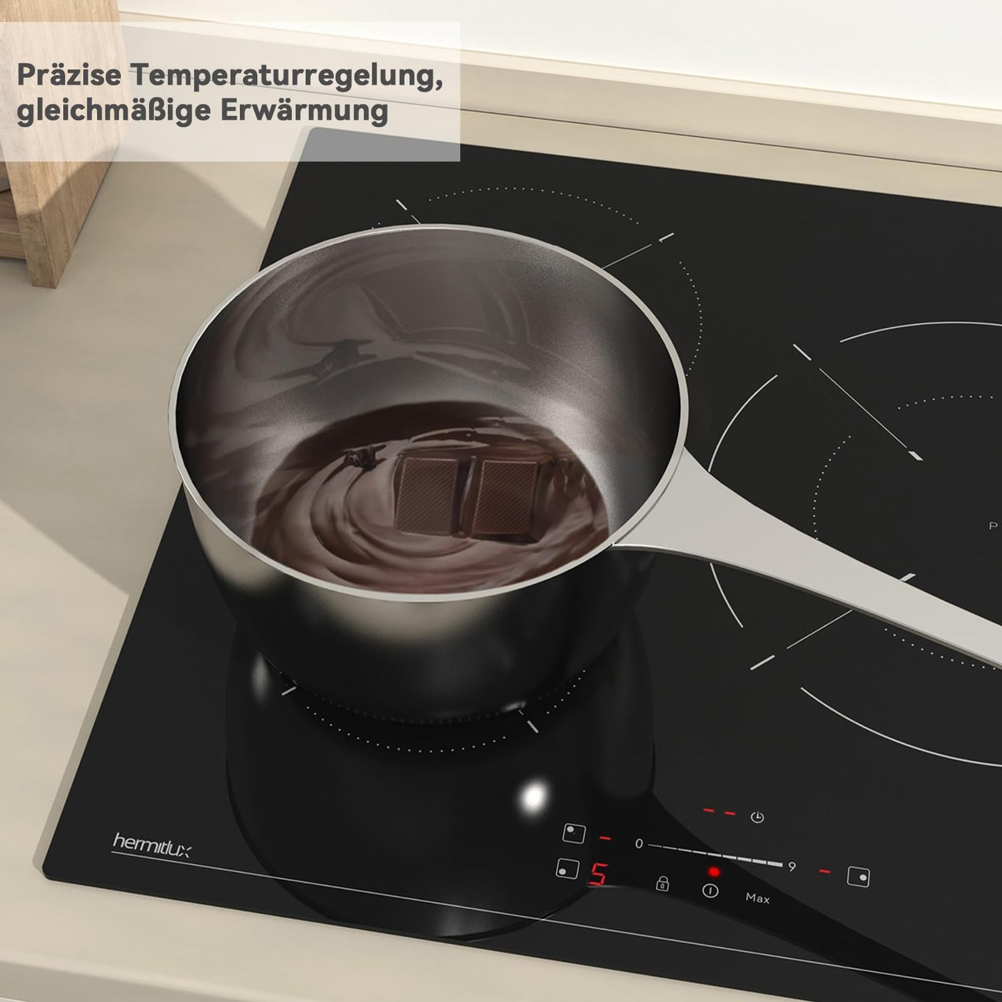 Hermitlux ceramic hob,Built-in 29 cm black glass ceramic electric hob,9 power levels,Sensor touch control, child lock, 1-99 minute timer,Suitable for all pots and pans