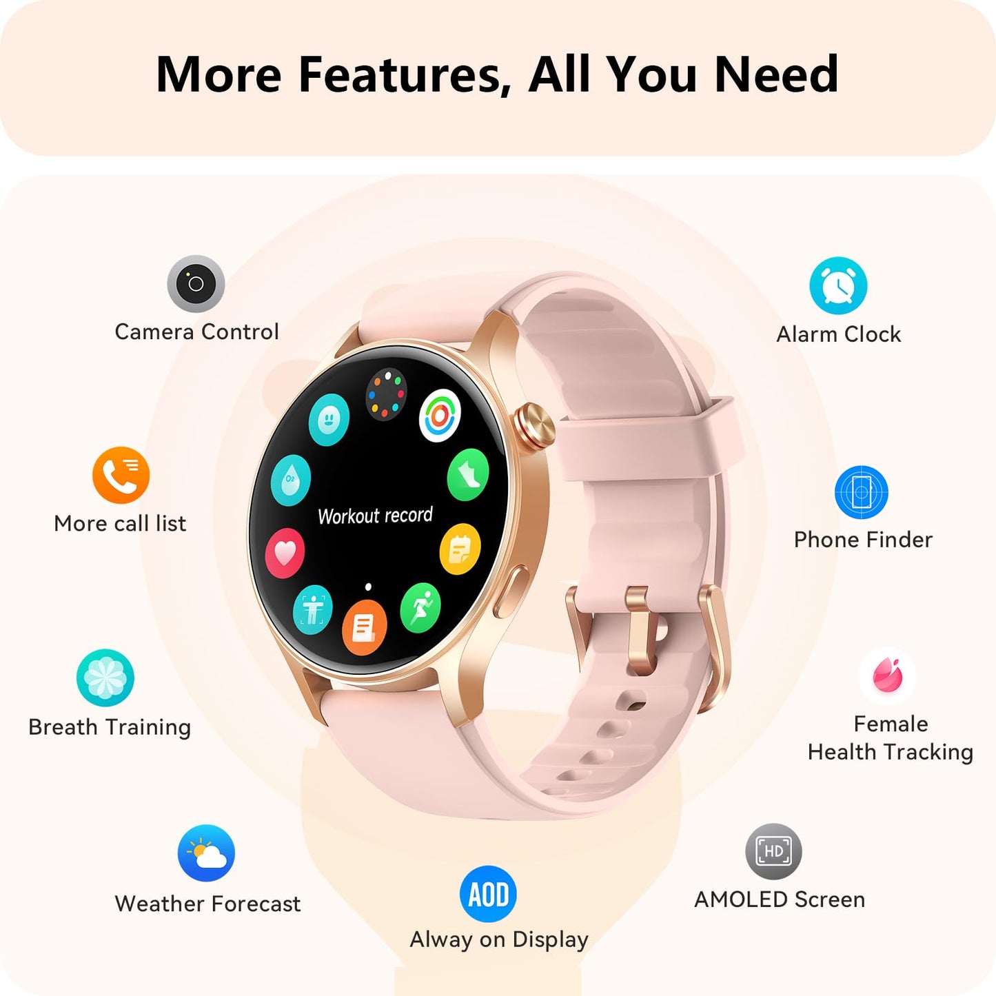 Smartwatch Herren Damen Rund mit Telefonfunktion,1.32" AMOLED Always-On-Display Uhr Herren,110+ Sportmodi Watch mit Pulsuhr Schlafmonitor,AI-Sprachassistent,IP68 wasserdicht Fitnessuhr für iOS Android