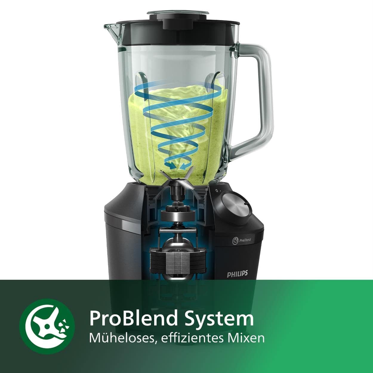 Philips Standmixer (450 Watt, ProBlend-Technologie, 1,9 Liter Kunststoffbehälter, inkl. Trinkflasche) schwarz
