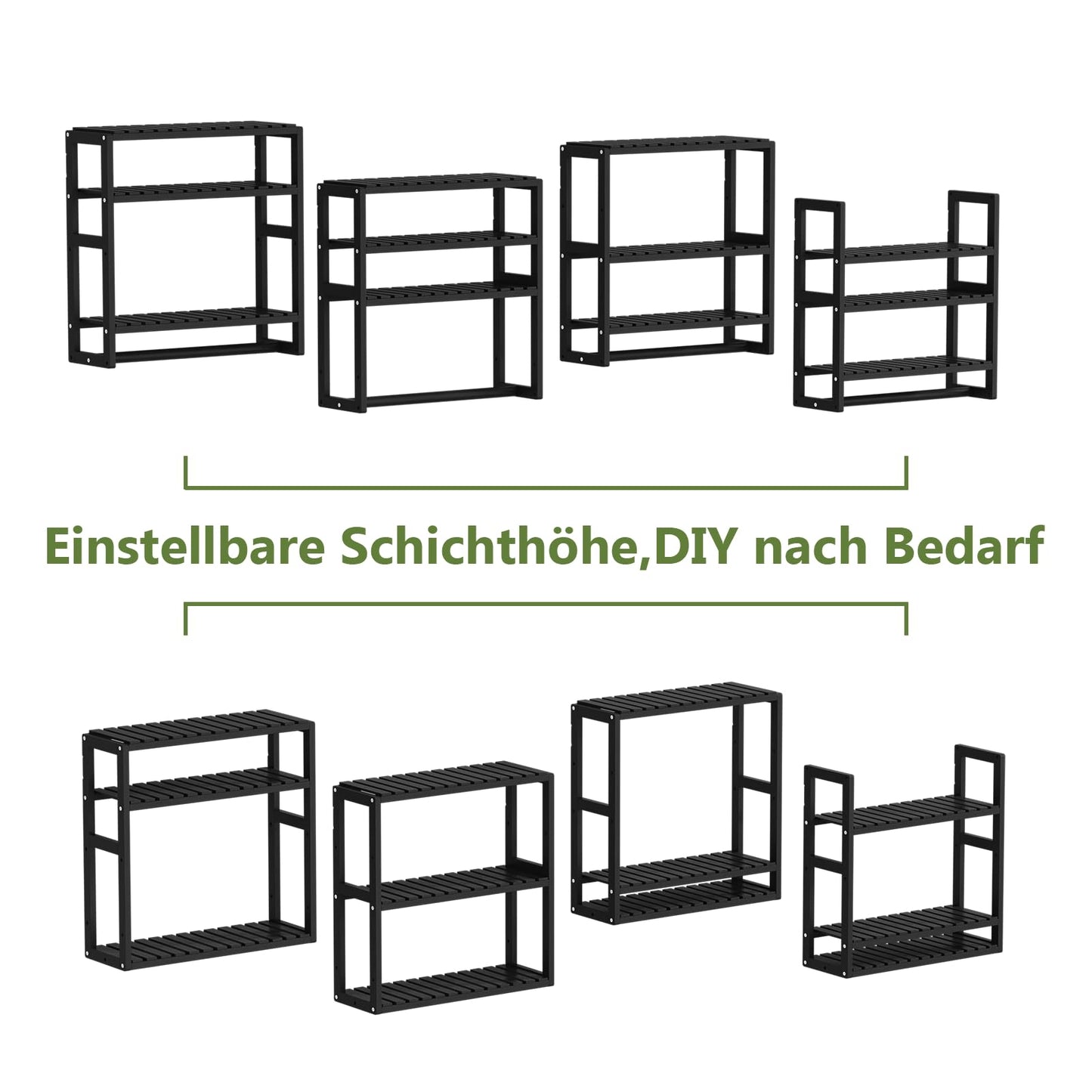 Bamworld Badezimmer Regal Badmöbel Bambus 3 Etagen Organizer Badezimmermöbel Für die Wand Platzsparend Modern (Schwarz)(42x15x42cm)