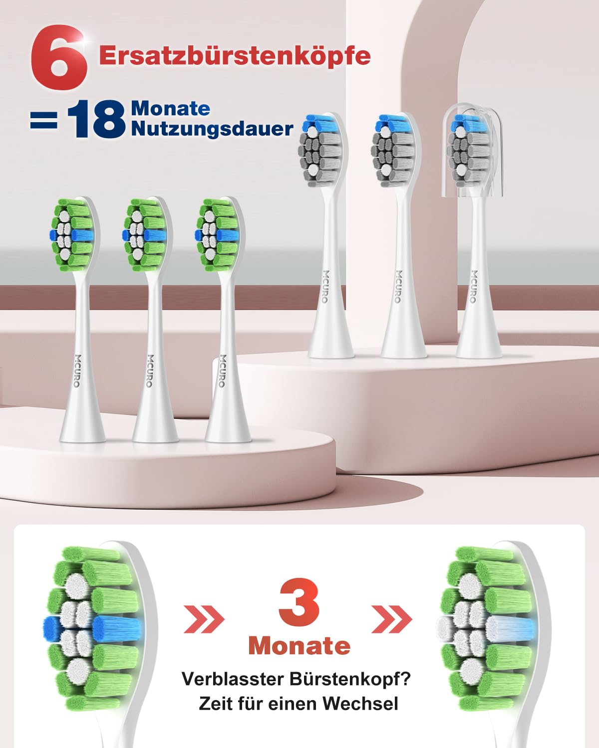 Elektrische Zahnbürste, Schallzahnbürste, Zahnbürste Elektrisch 45000VPM, Aufhellung Der Zähne In 1 Woche, 120 Tage Akkulaufzeit, Batteriestandsanzeige, 6 DuPont-Bürstenköpfe, 5 Modi, Timer, Schwarz