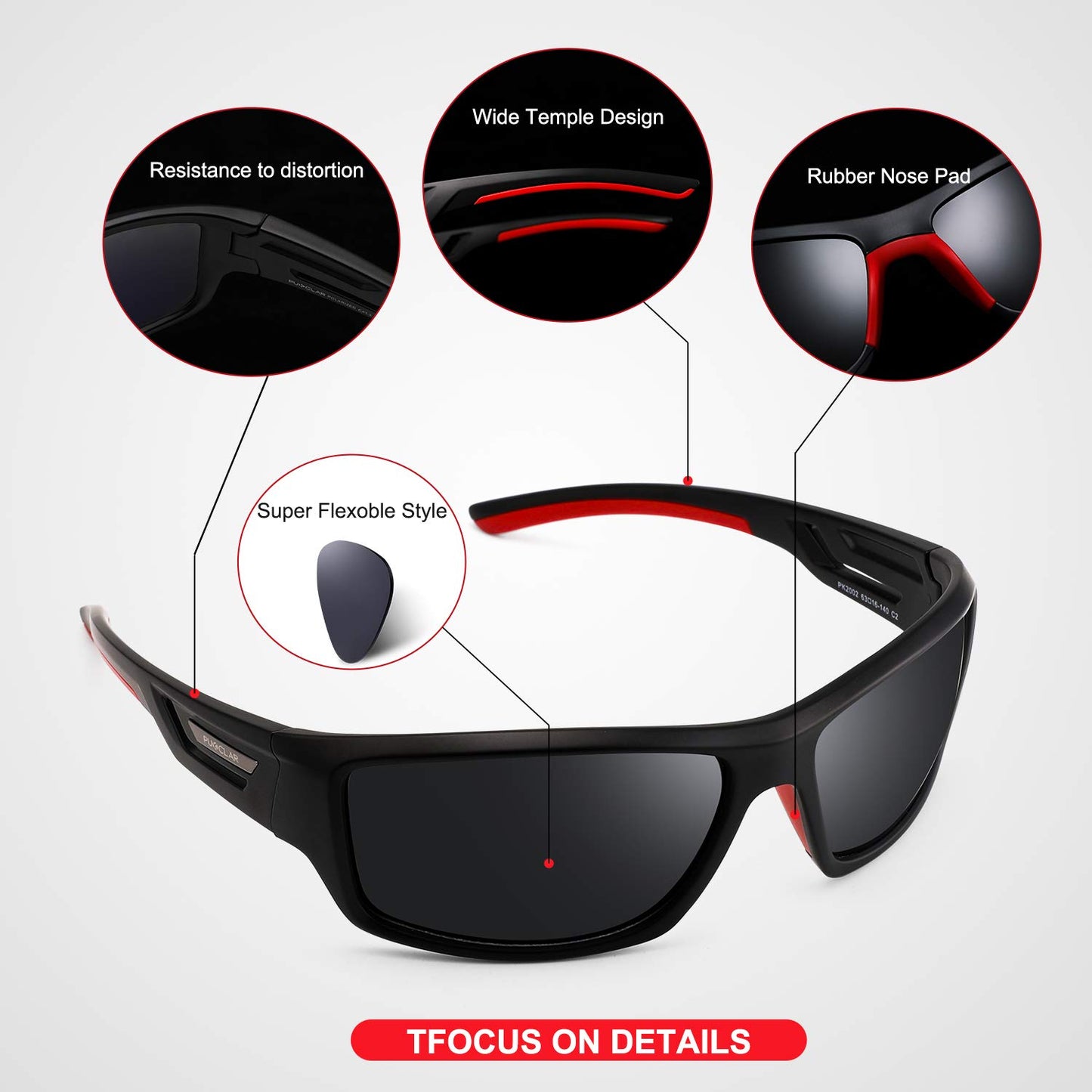 PUKCLAR Polarisierte Männer Sonnenbrille Sport Fahren Frauen Sonnenbrille Radfahren Laufen Fischen Brille TR90 Frame