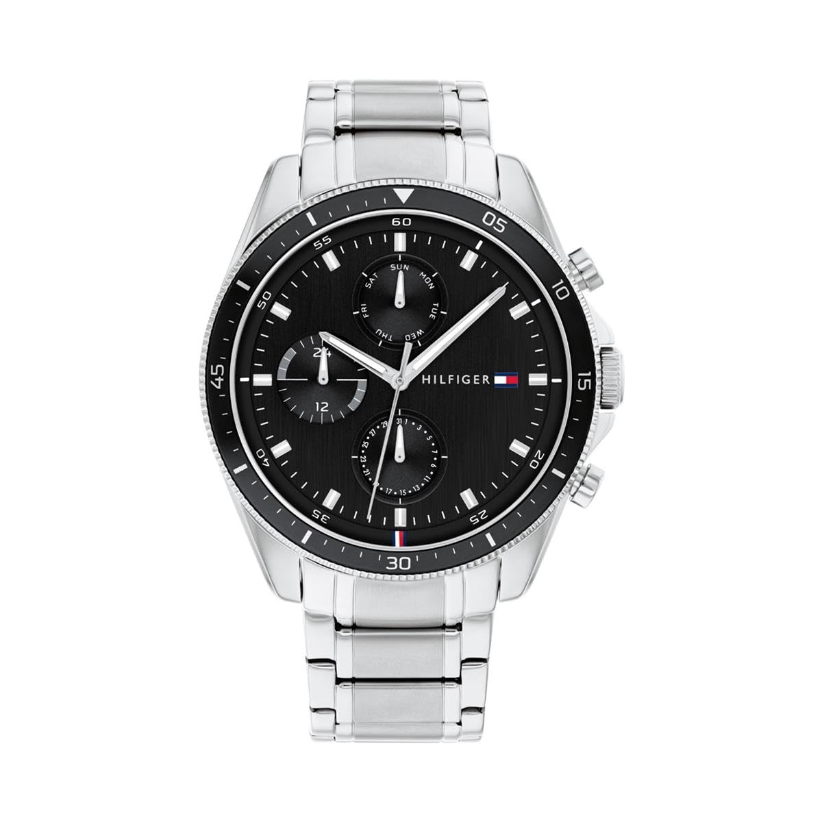 Tommy Hilfiger Multi Zifferblatt Quarz Uhr für Herren mit Edelstahl-und Lederarmband