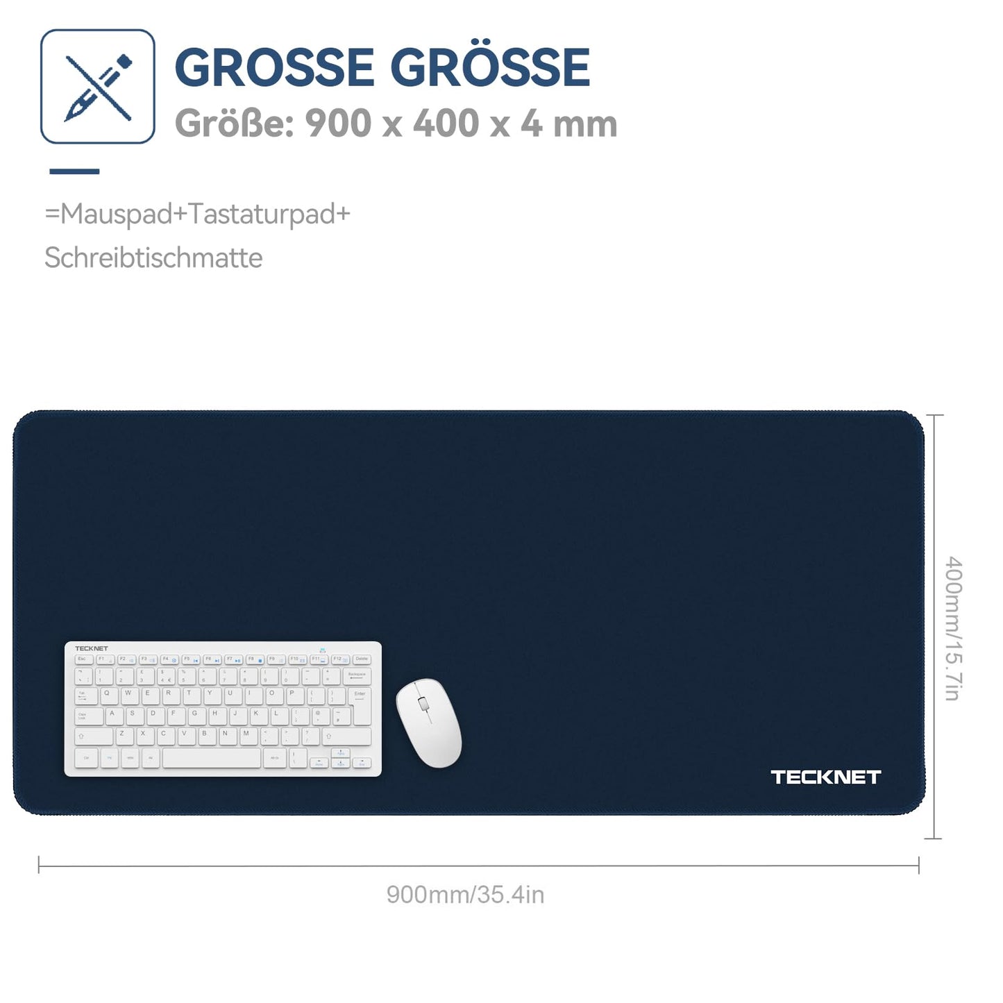 TECKNET Mauspad XXL Speed Gaming, 900x400 mm Schreibtischunterlage Schwarz, Gamer Mouse Pad, Wasserdicht mousepad, Spezielle Oberfläche Verbessert Präzision und Geschwindigkeit, rutschfeste Gummibasis