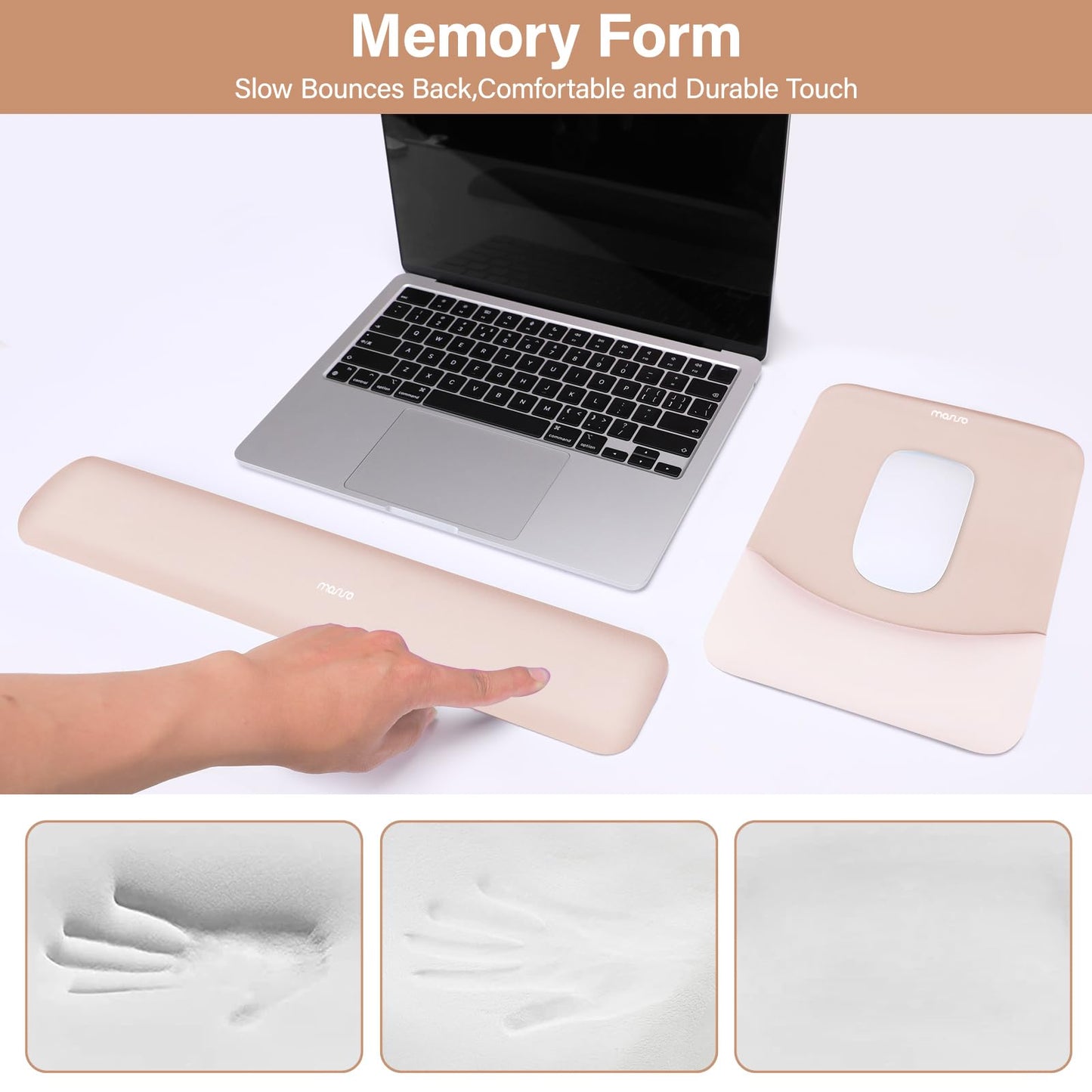 MOSISO Handgelenkstütze für Mauspad&Tastatur Set, Rechteckig Ergonomisch Mauspad Rutschfest Basis Home/Büro Schmerzlinderung&Typing Kissen mit Neopren Cloth&Erhöht Gebogen Memory Schaum,Grün