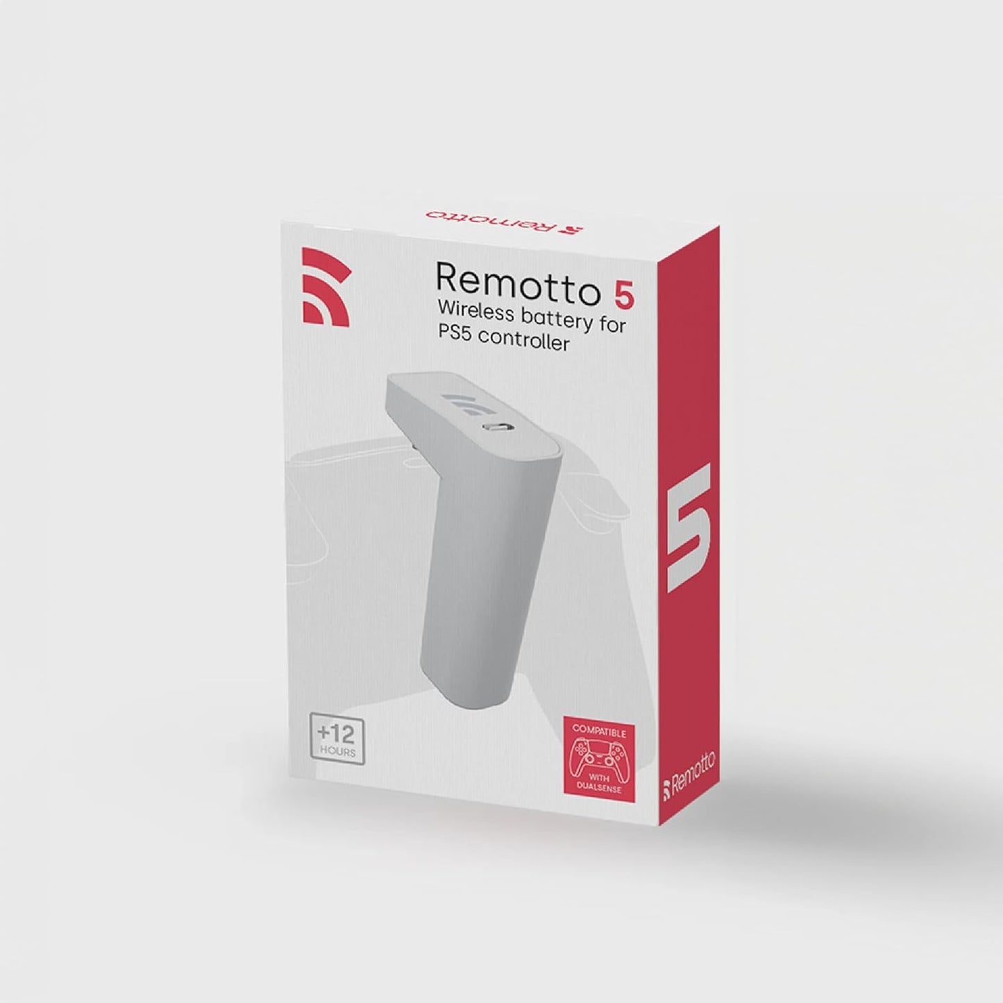 Remotto Battery - PS5 Controller-Ladegerät Kabelloses, Tragbarer Akku für DualSense, Play während des Aufladens, Lange Akkulaufzeit, +12 Stunden Akkulaufzeit, PS5 Zubehör