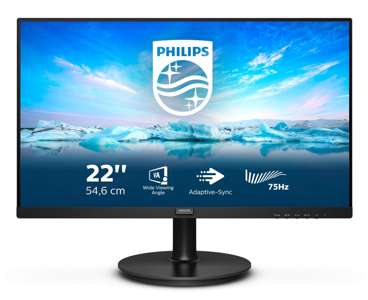 Philips 241V8L - 24 Inch FHD Monitor, AdaptiveSync (1920 x 1080, 75 Hz, VGA, HDMI) Black