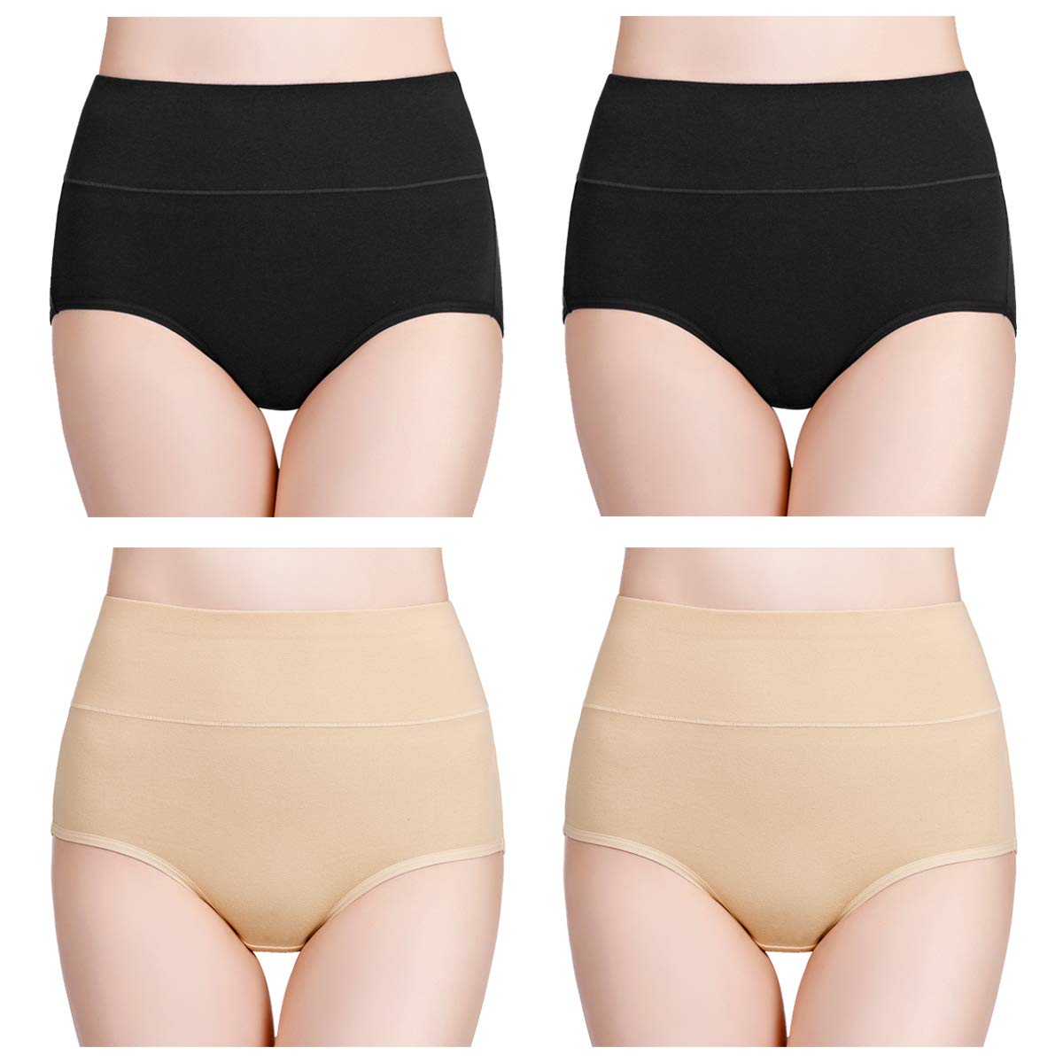 Wirarpa Women’s Cotton Underwear High Waist Briefs - Pack of 4