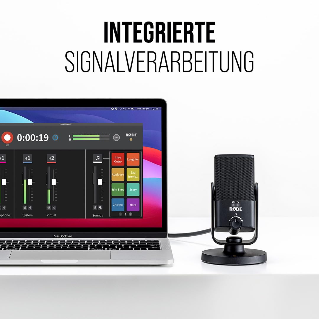 RØDE NT-USB+ Professionelles USB-Mikrofon für Profi-Audioaufnahmen direkt auf dem Computer oder Mobilgerät, schwarz
