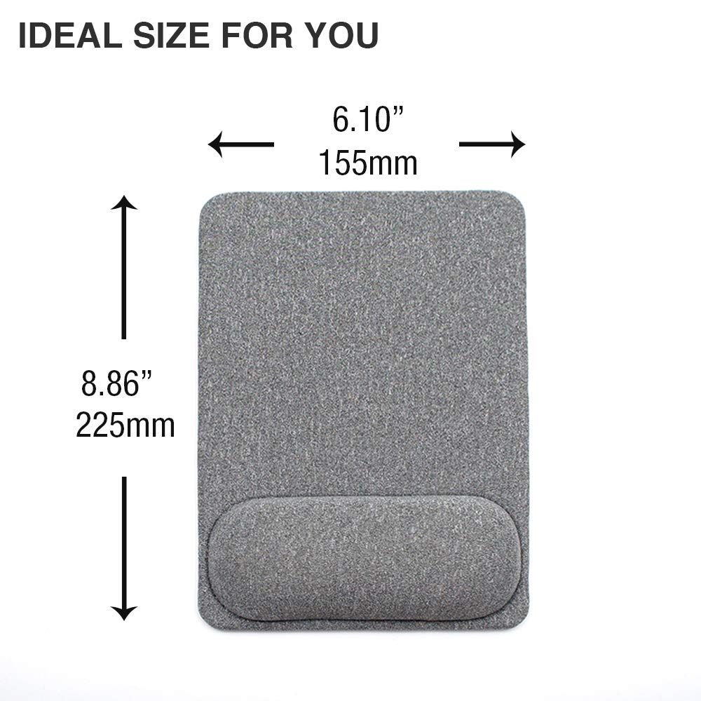 SenseAGE Mauspad mit Handauflage | Mousepad mit Kissen für Alle Maus | ergonomisch Mausunterlage gegen Handgelenkschmerzen für Büro/Homeoffice | Grau (225 x 155 mm)