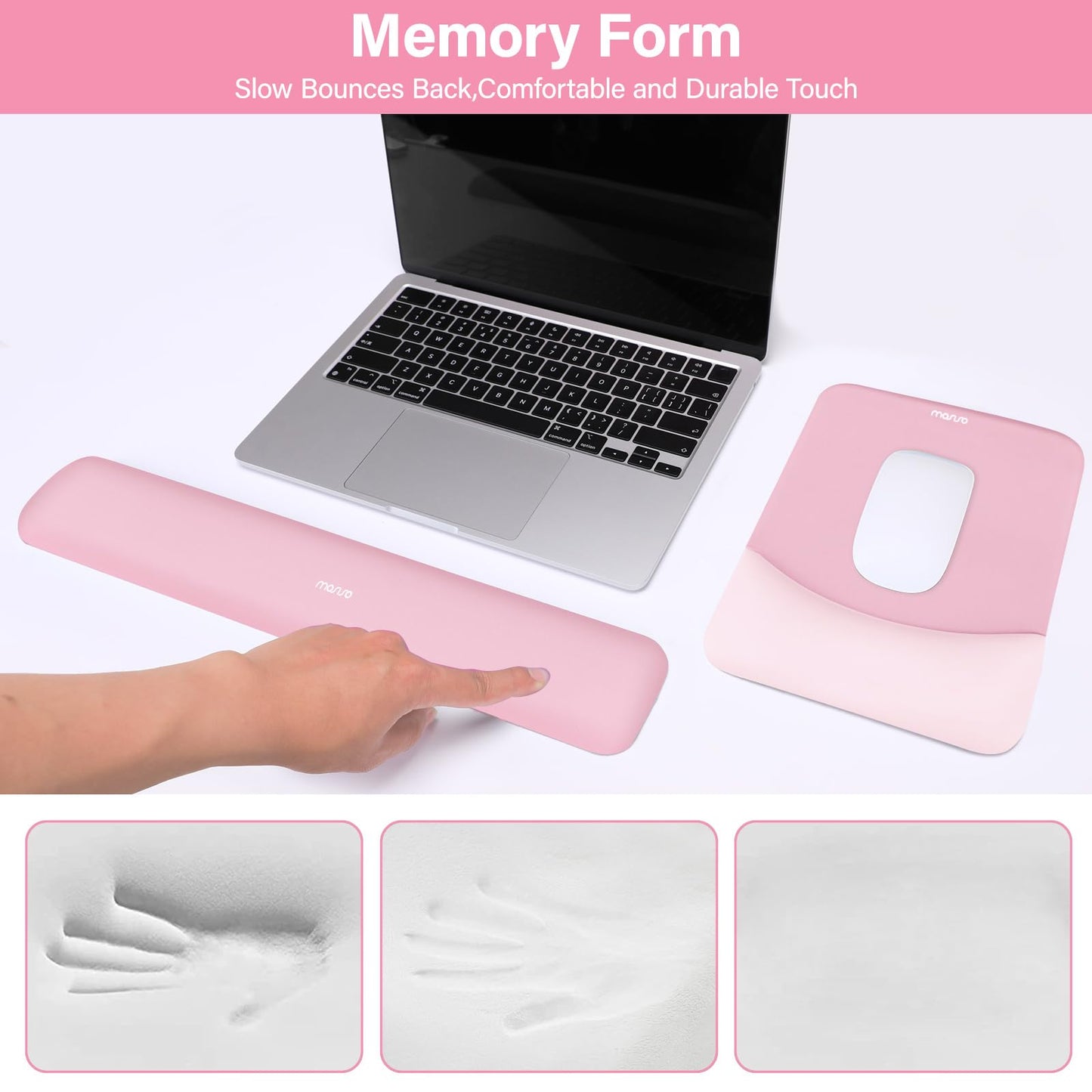 MOSISO Handgelenkstütze für Mauspad&Tastatur Set, Rechteckig Ergonomisch Mauspad Rutschfest Basis Home/Büro Schmerzlinderung&Typing Kissen mit Neopren Cloth&Erhöht Gebogen Memory Schaum,Grün