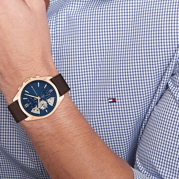 Tommy Hilfiger Multi Zifferblatt Quarz Uhr für Herren mit Silbernes Edelstahl-Mesh-Gliederarmband und Lederarmband