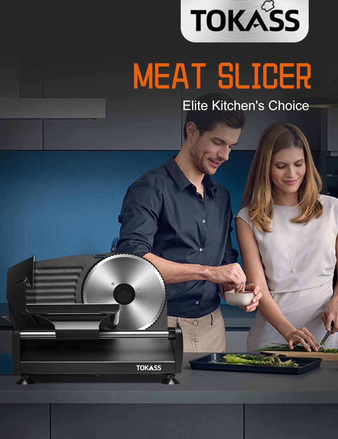Elektrischer Allesschneider Edelstahl - Verstellbare Küchenmaschine 0 bis 15mm - 2 Klingen - Wurstschneidemaschine - Brotschneidemaschine, Schinkenschneider,Fleisch