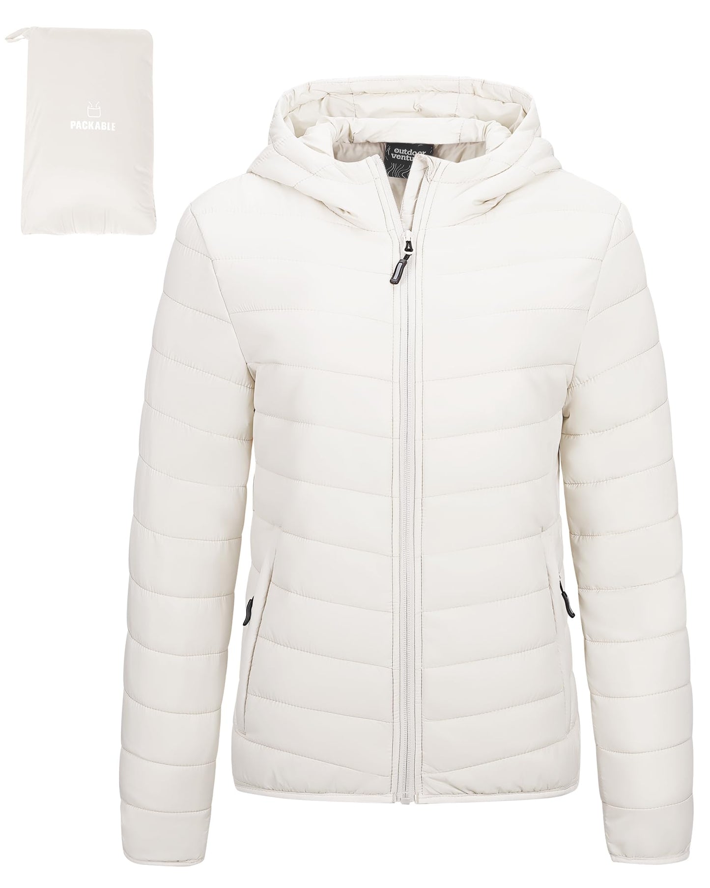Outdoor Ventures Women’s Lightweight Hooded Puffer Jacket